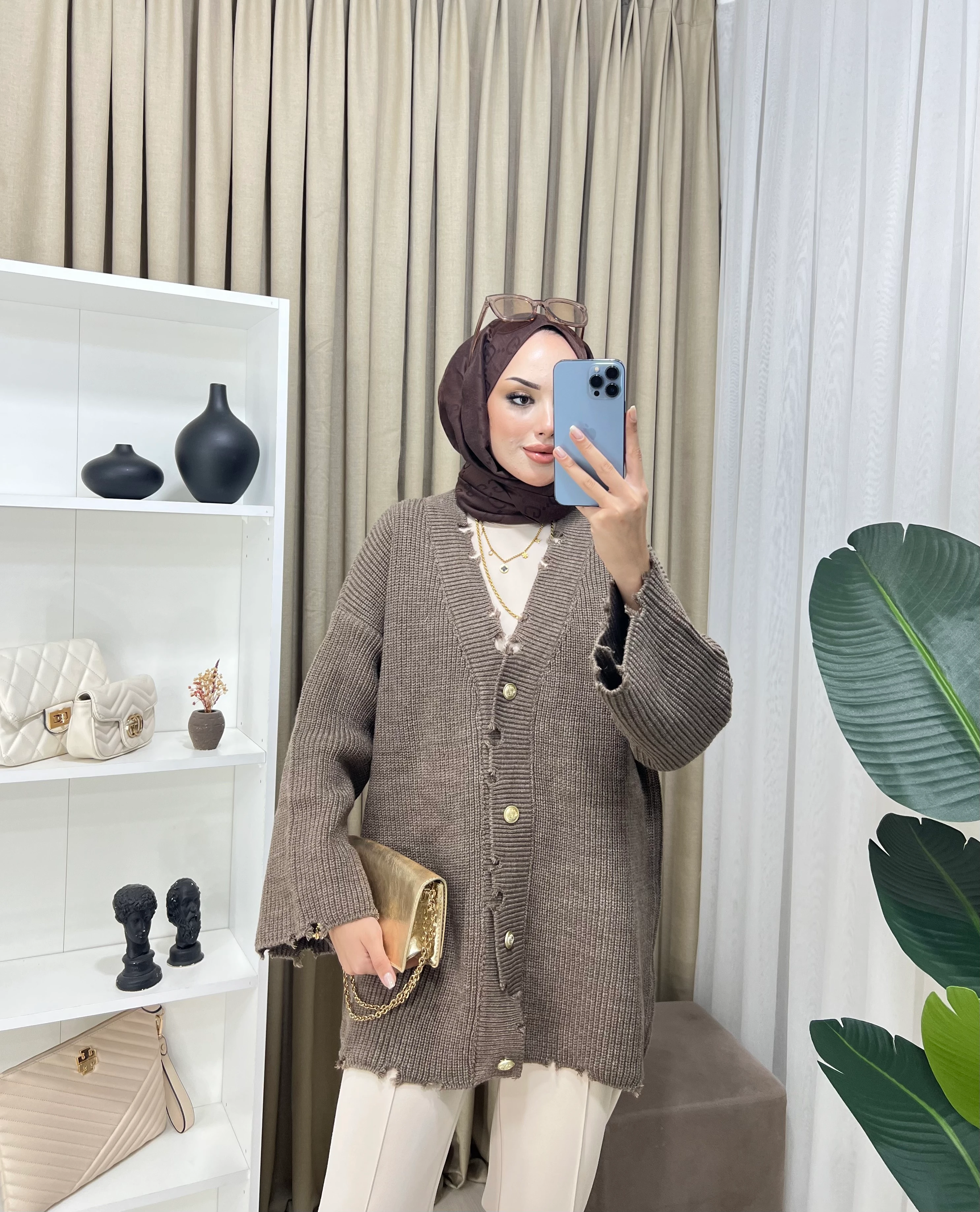 Yırtık Detaylı Premıum Ceket Cappucino