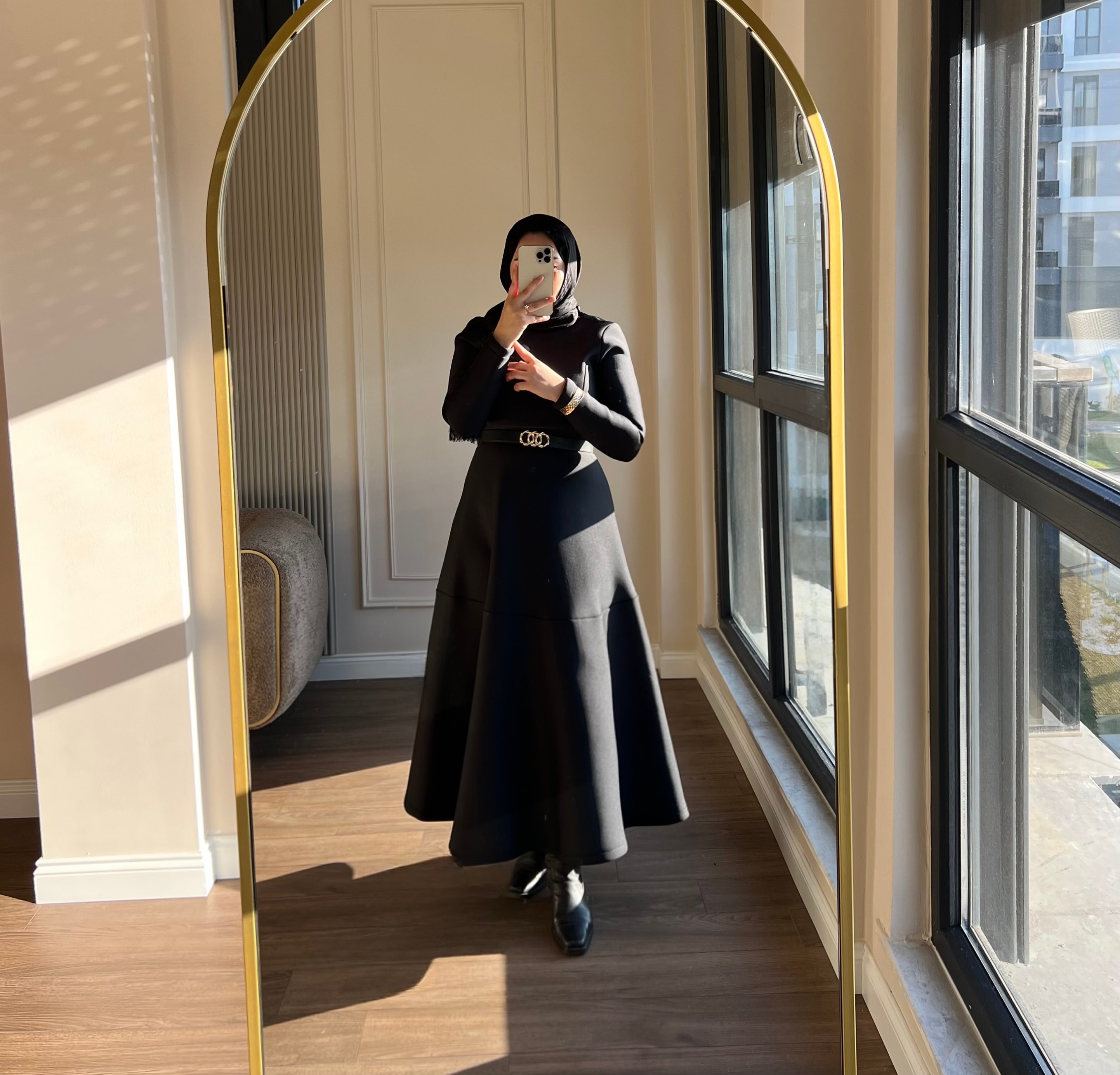 Linda Scuba Elbise Siyah 