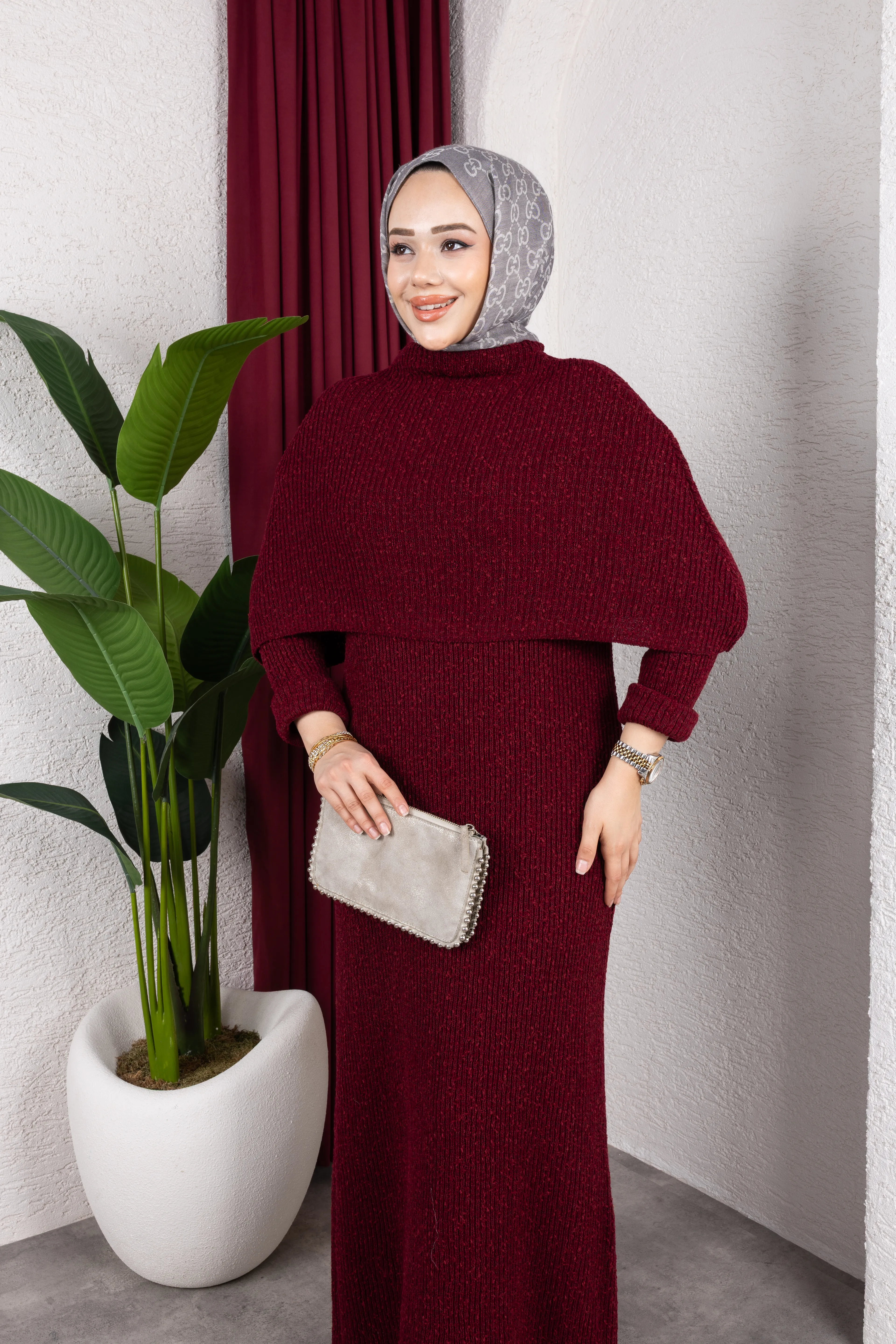 Carla Triko Elbise Bordo