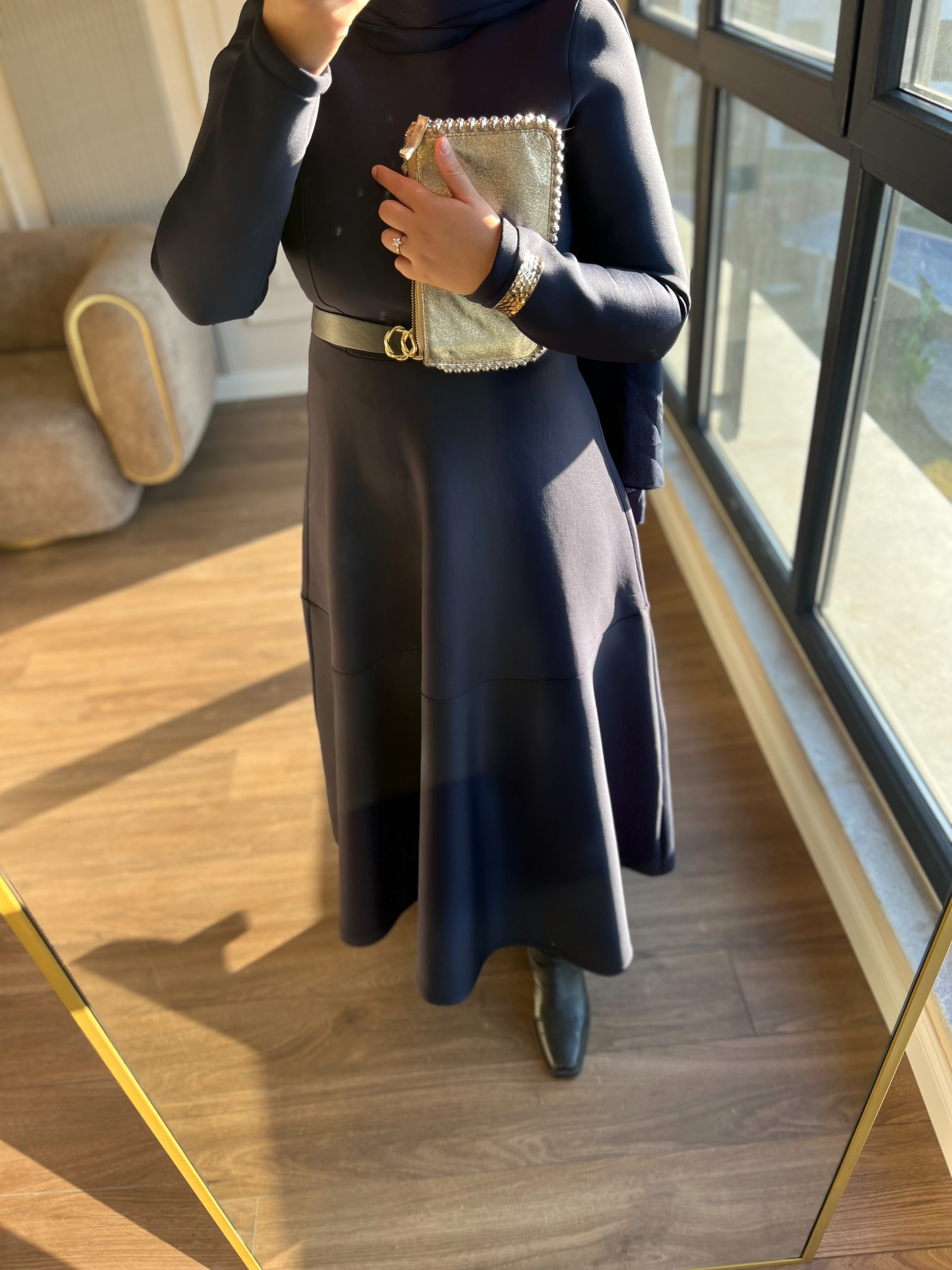 Linda Scuba Elbise Lacivert 