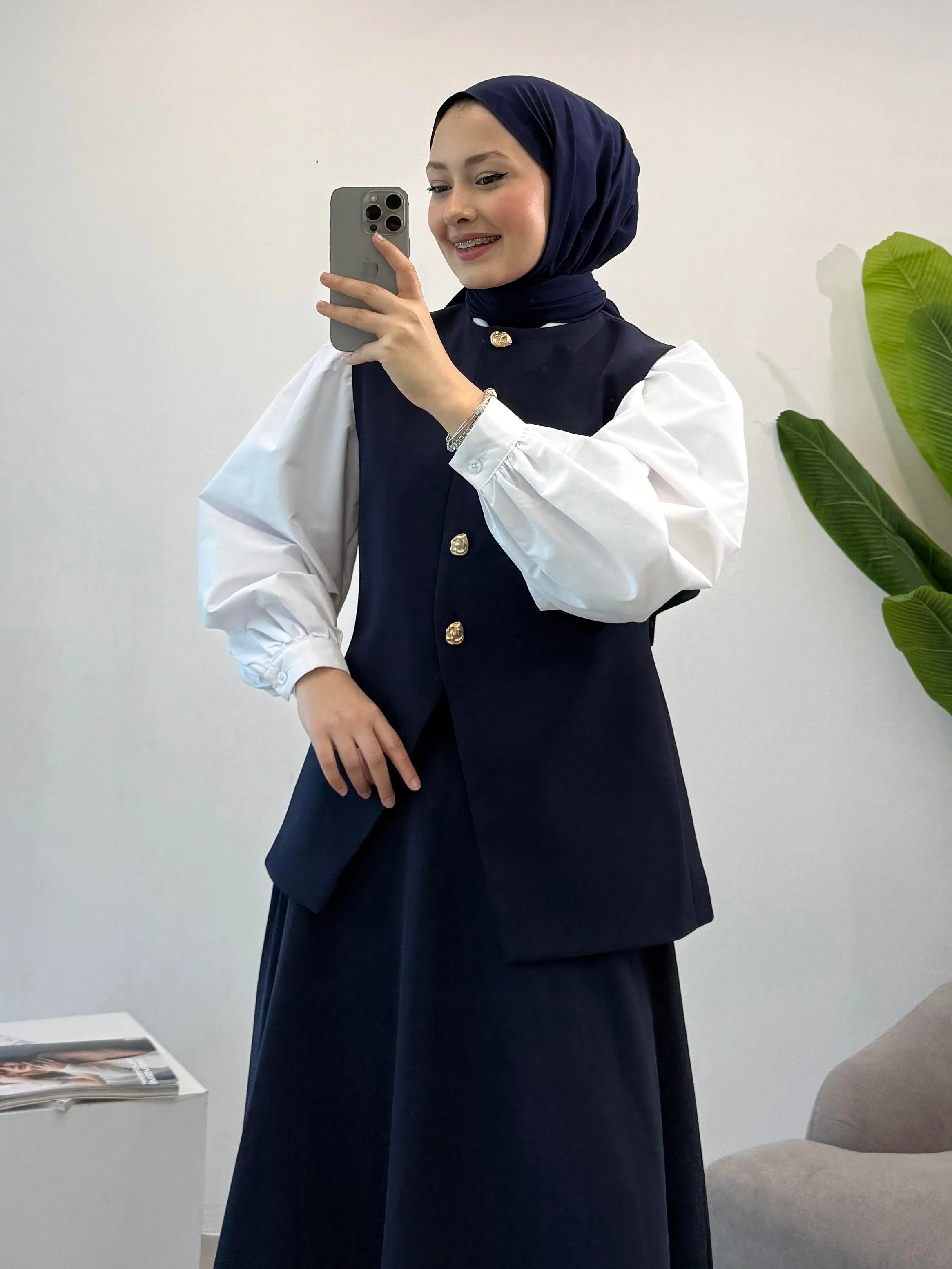 Çan Etekli Yelekli Takım - Lacivert