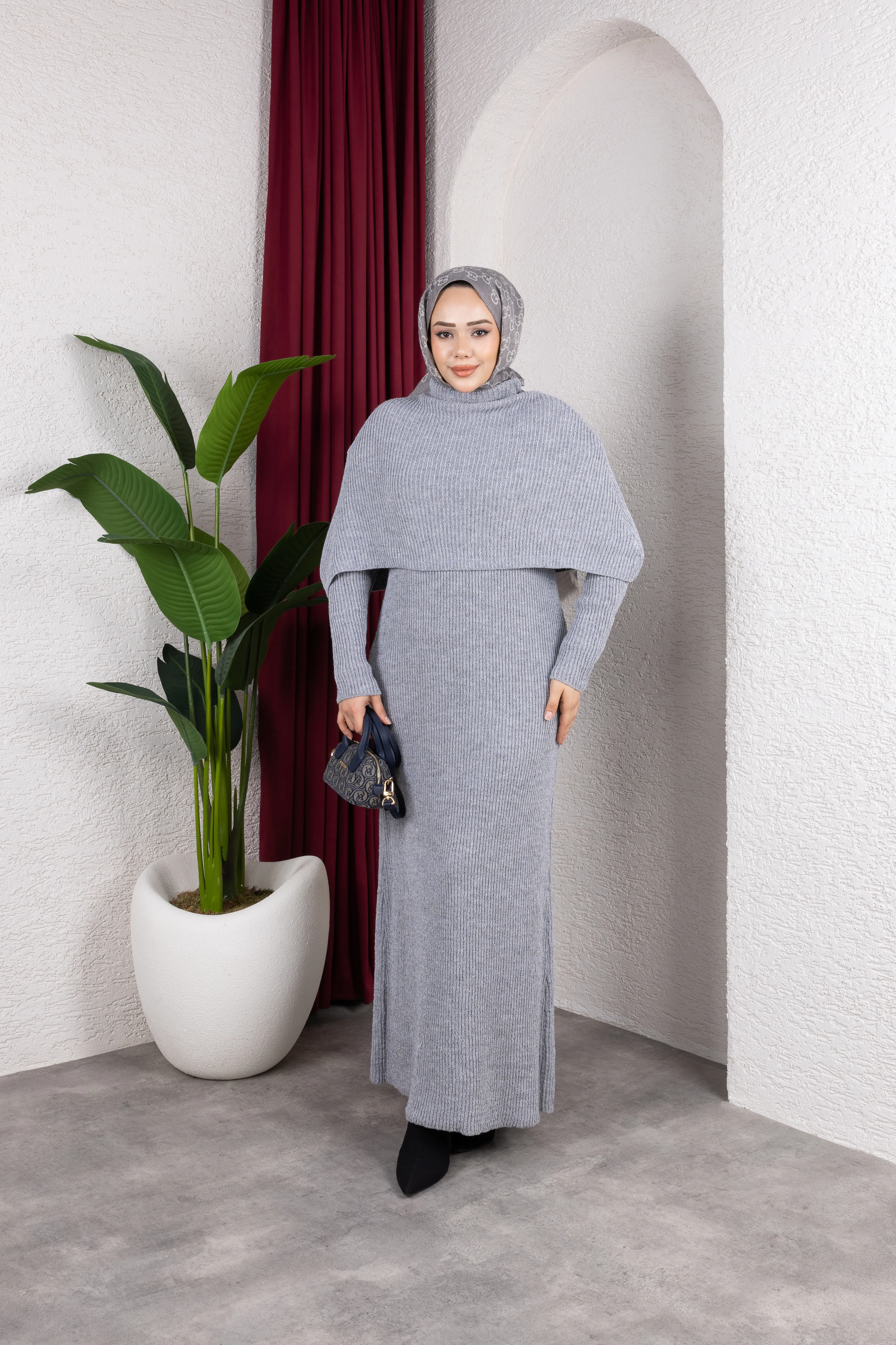 Carla Triko Elbise Gri 