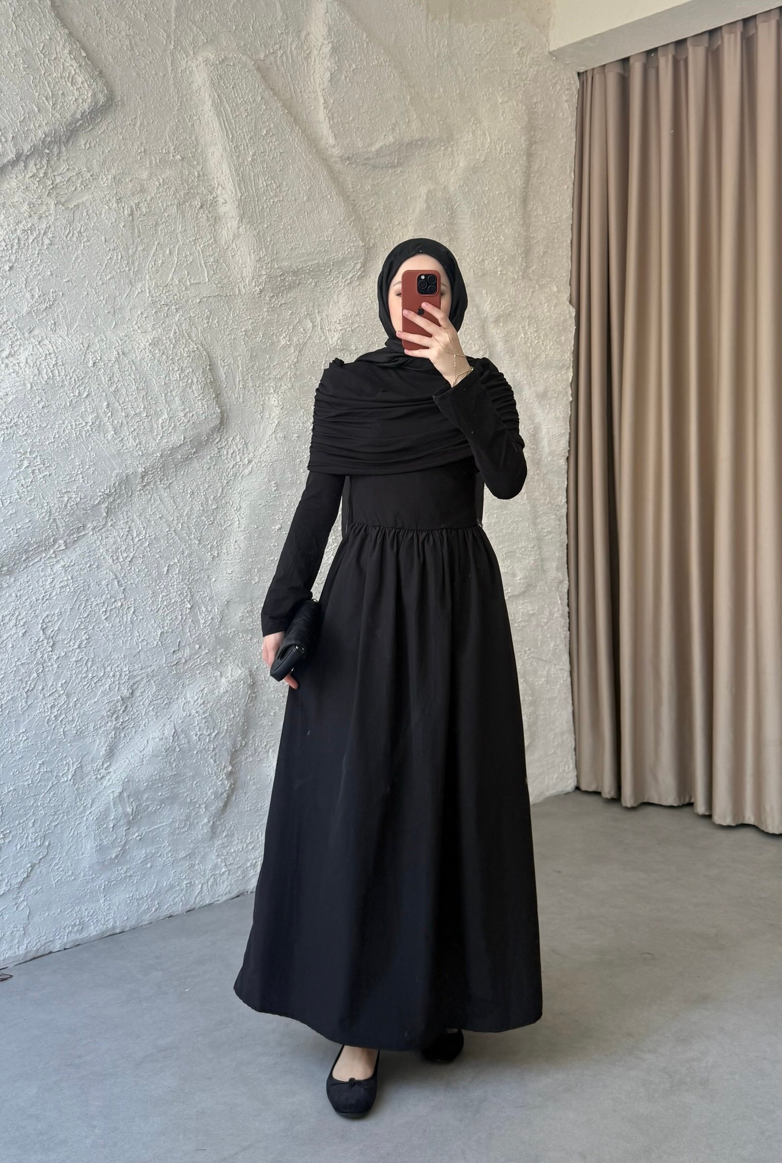 Drape Elbise - Siyah
