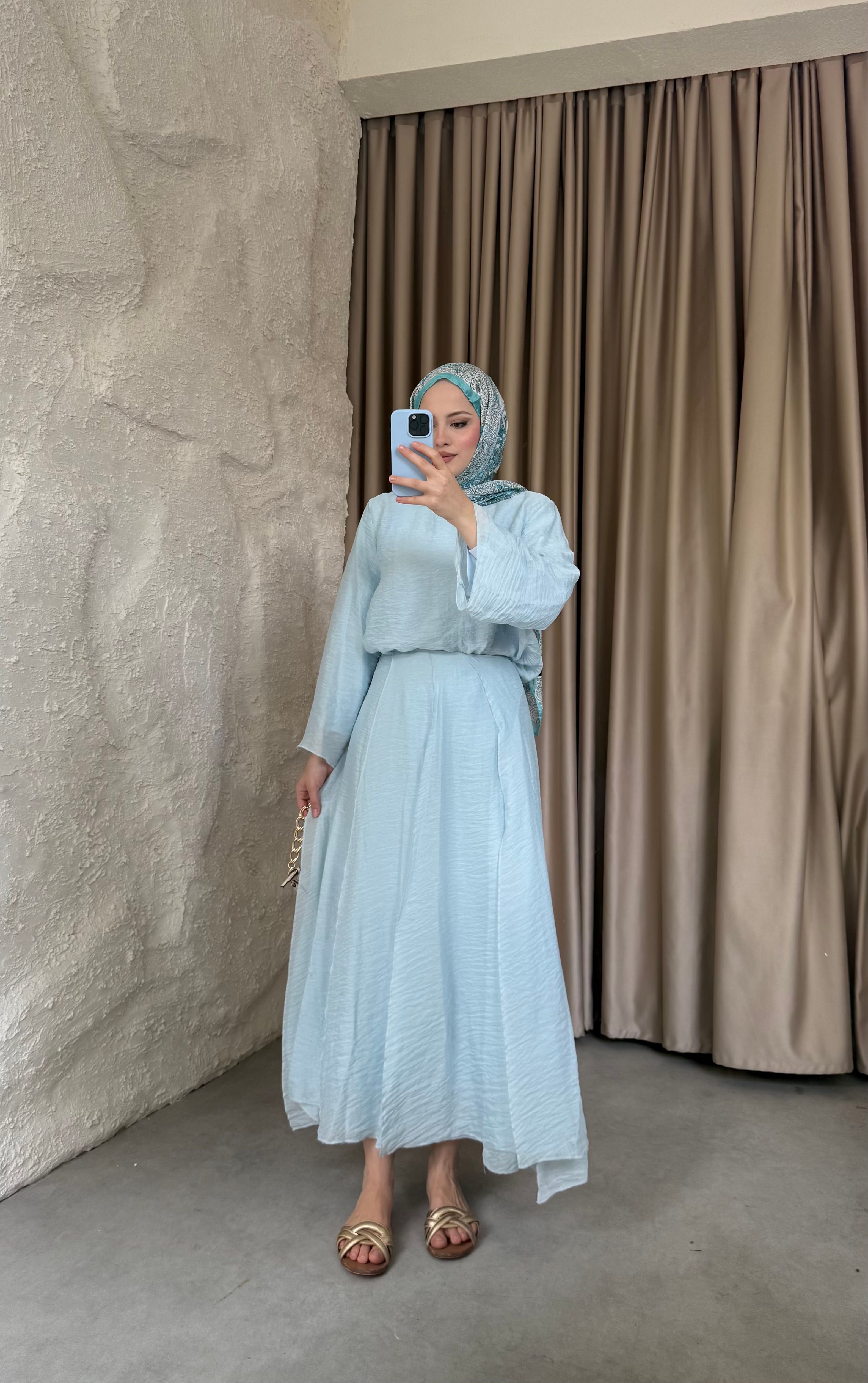 Loren Tül Modal Takım Bebe Mavisi 