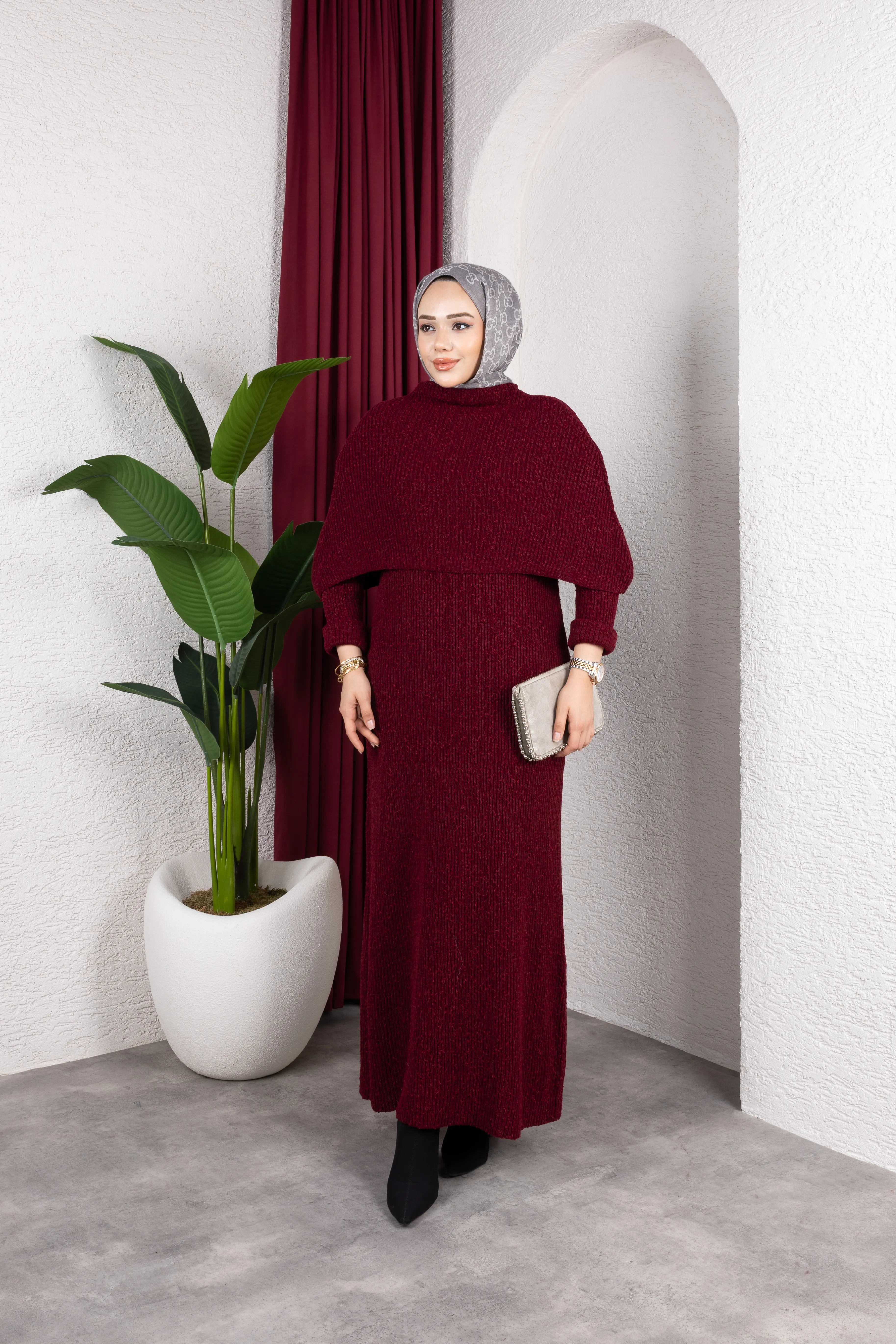 Carla Triko Elbise Bordo