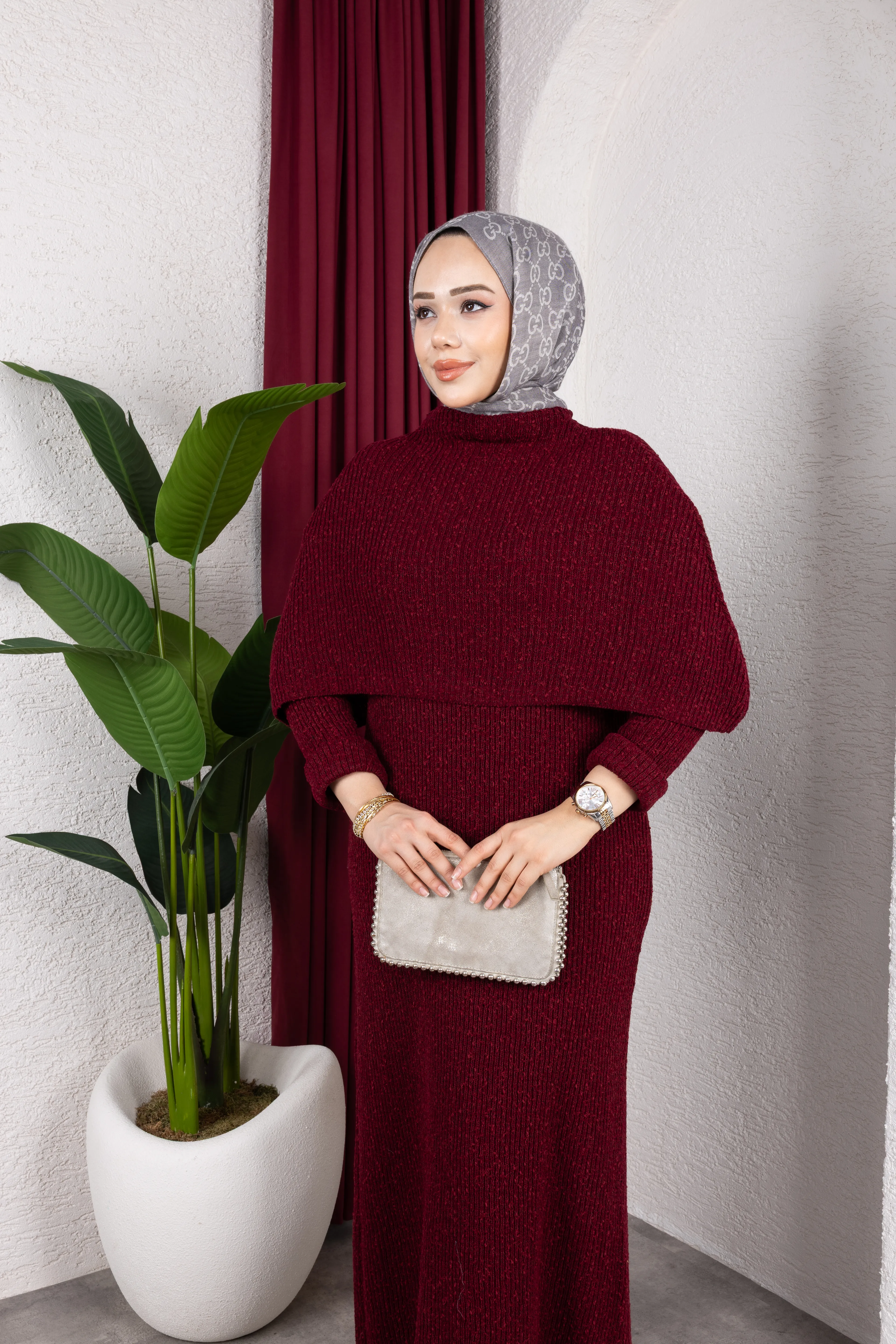 Carla Triko Elbise Bordo