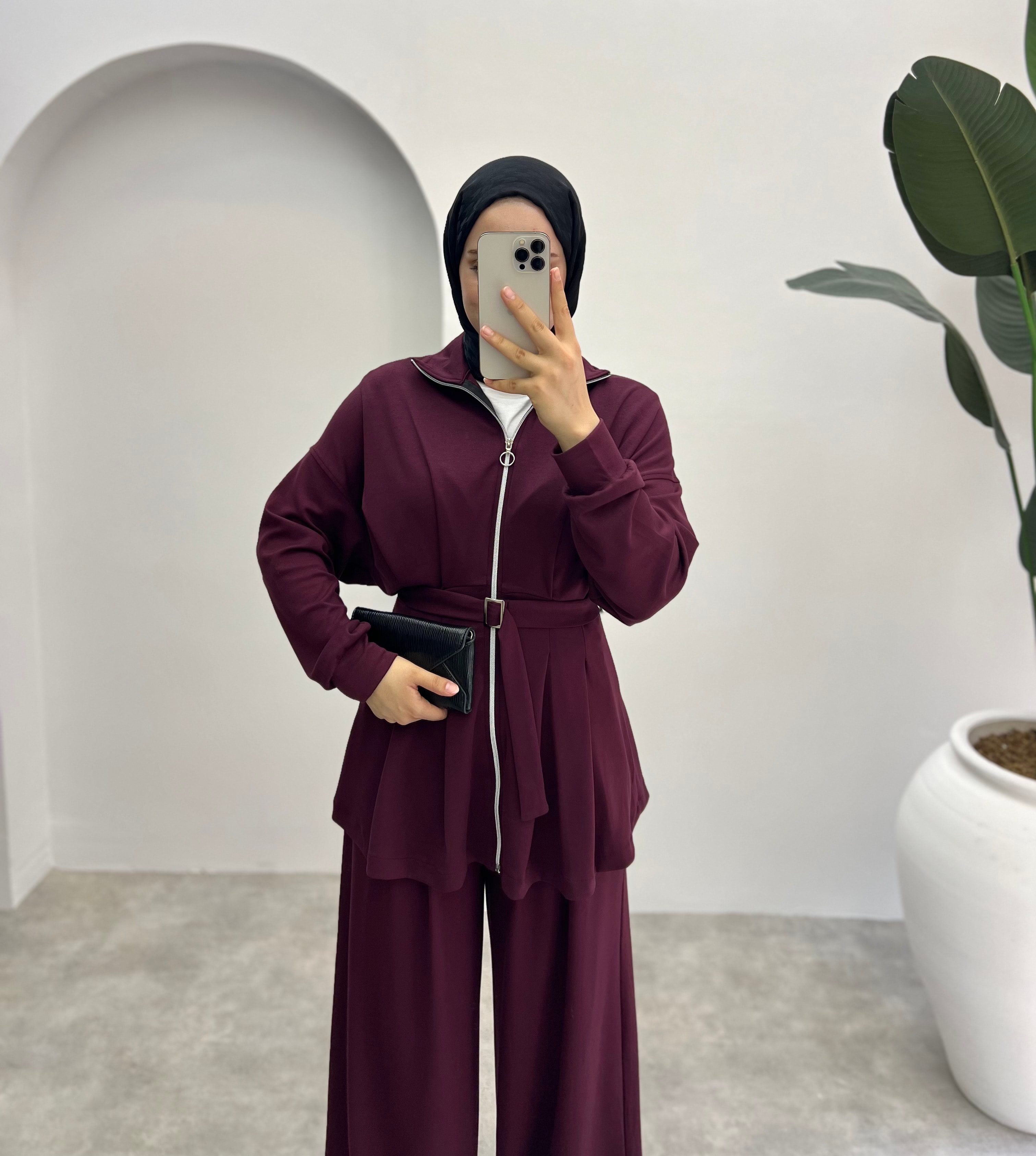 Lia Kemerli Oysho Takım Bordo 