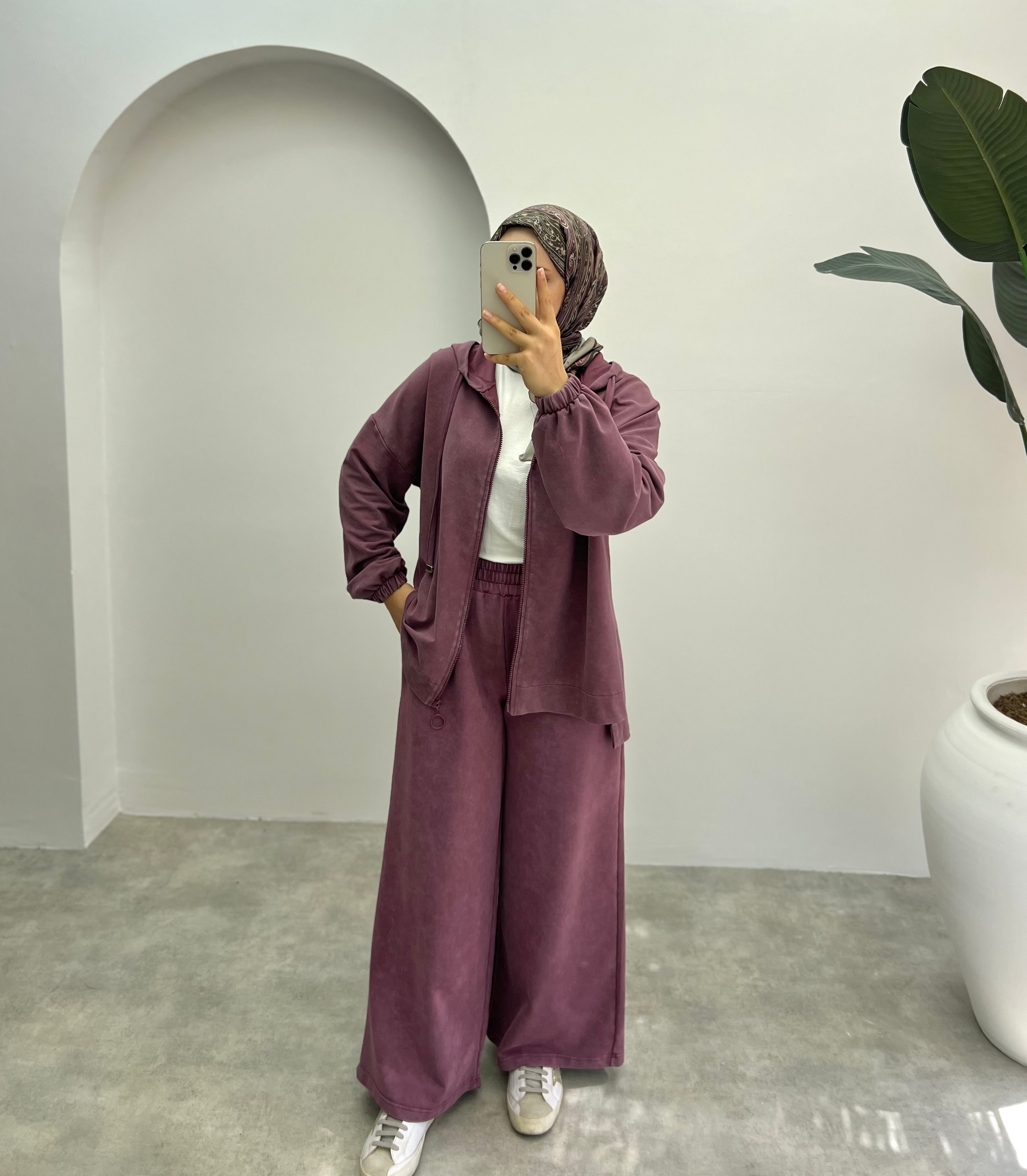 Fermuarlı Batik Eşofman Takım Soft Pembe