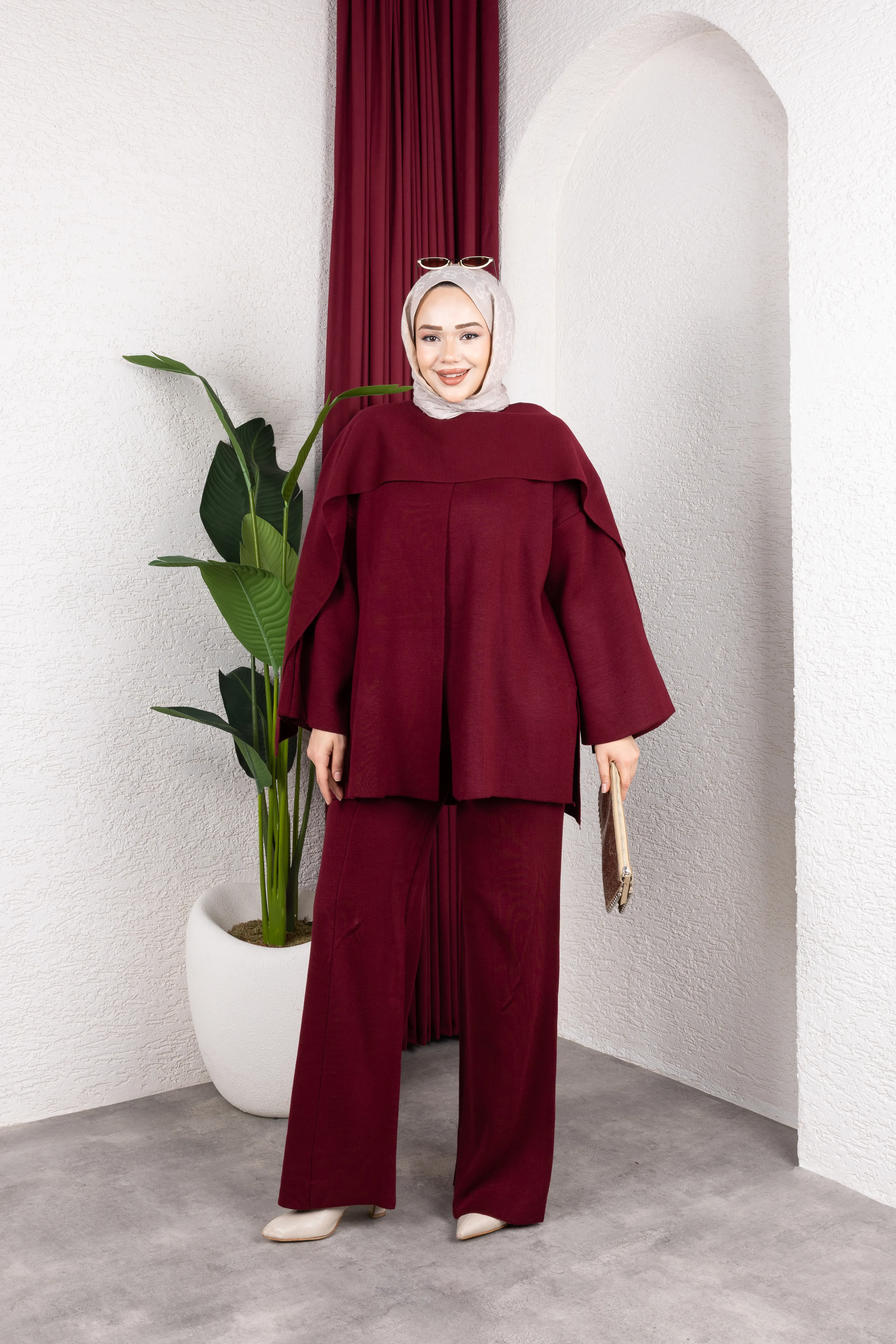 Şal Yaka Triko Pantolonlu Takım