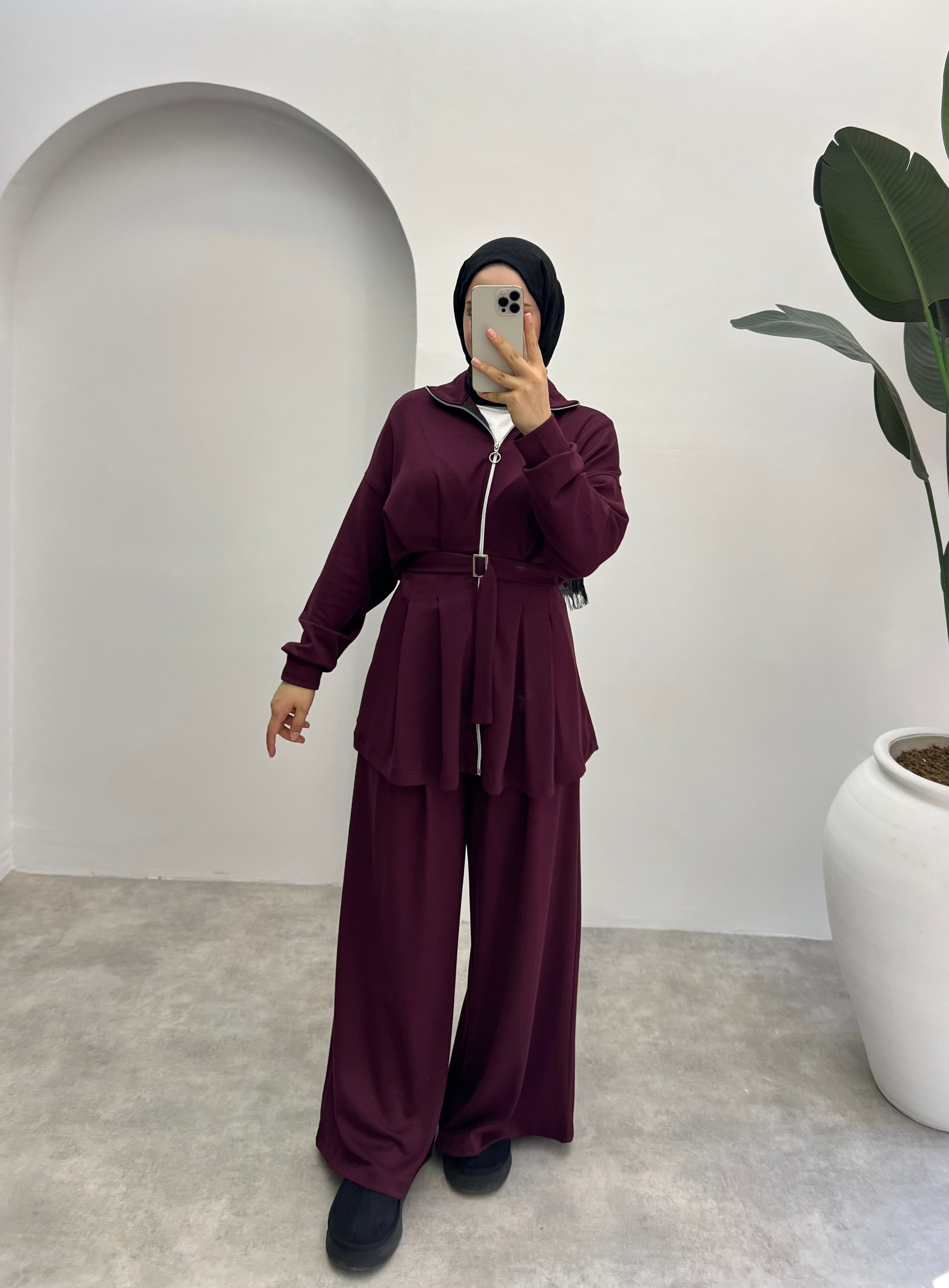 Lia Kemerli Oysho Takım Bordo 