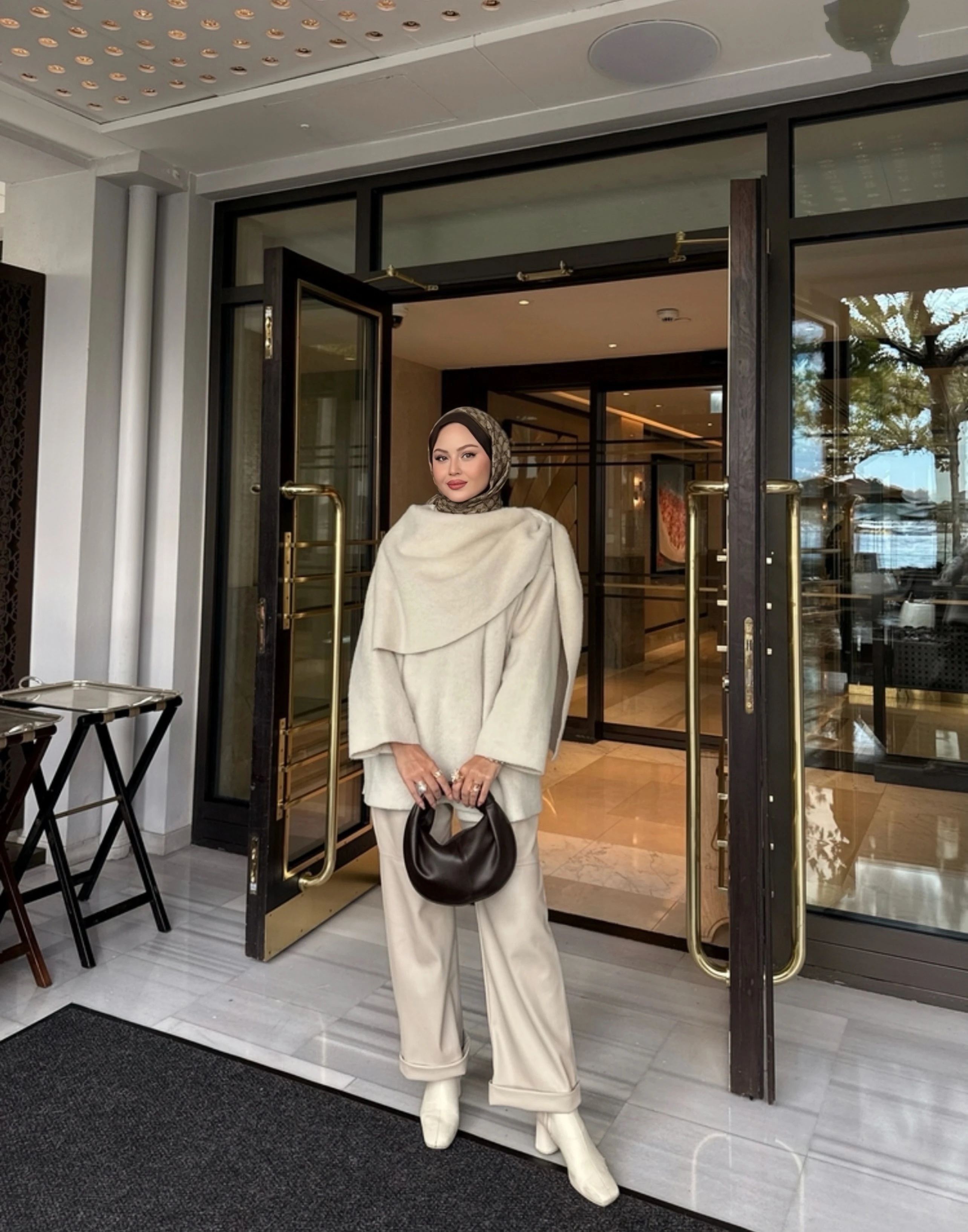 Şal Yaka Kaban Krem 