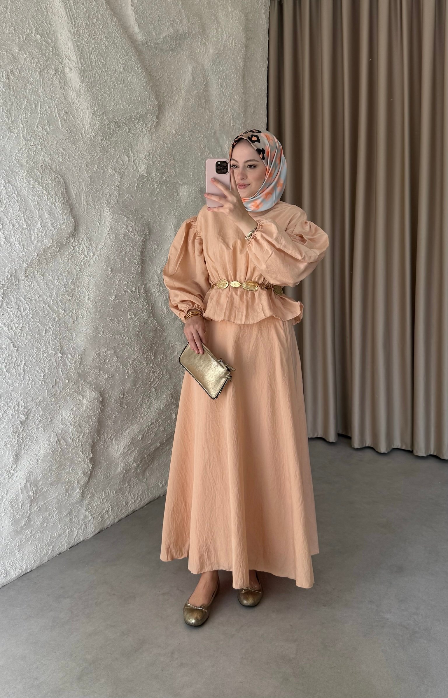 Mellina Kemerli Etek Takım - Bordo