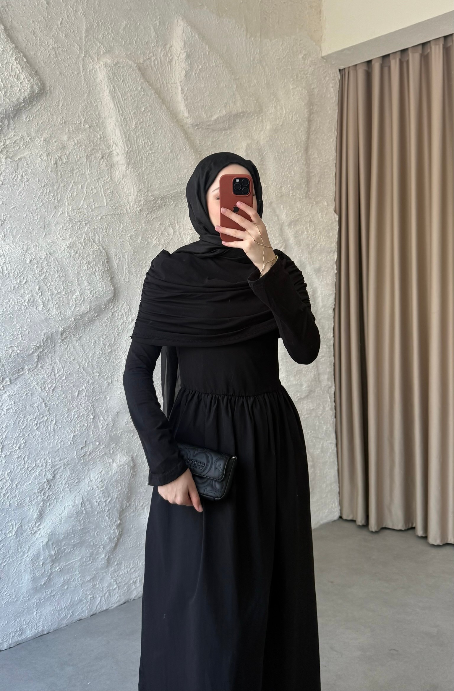 Drape Elbise - Siyah