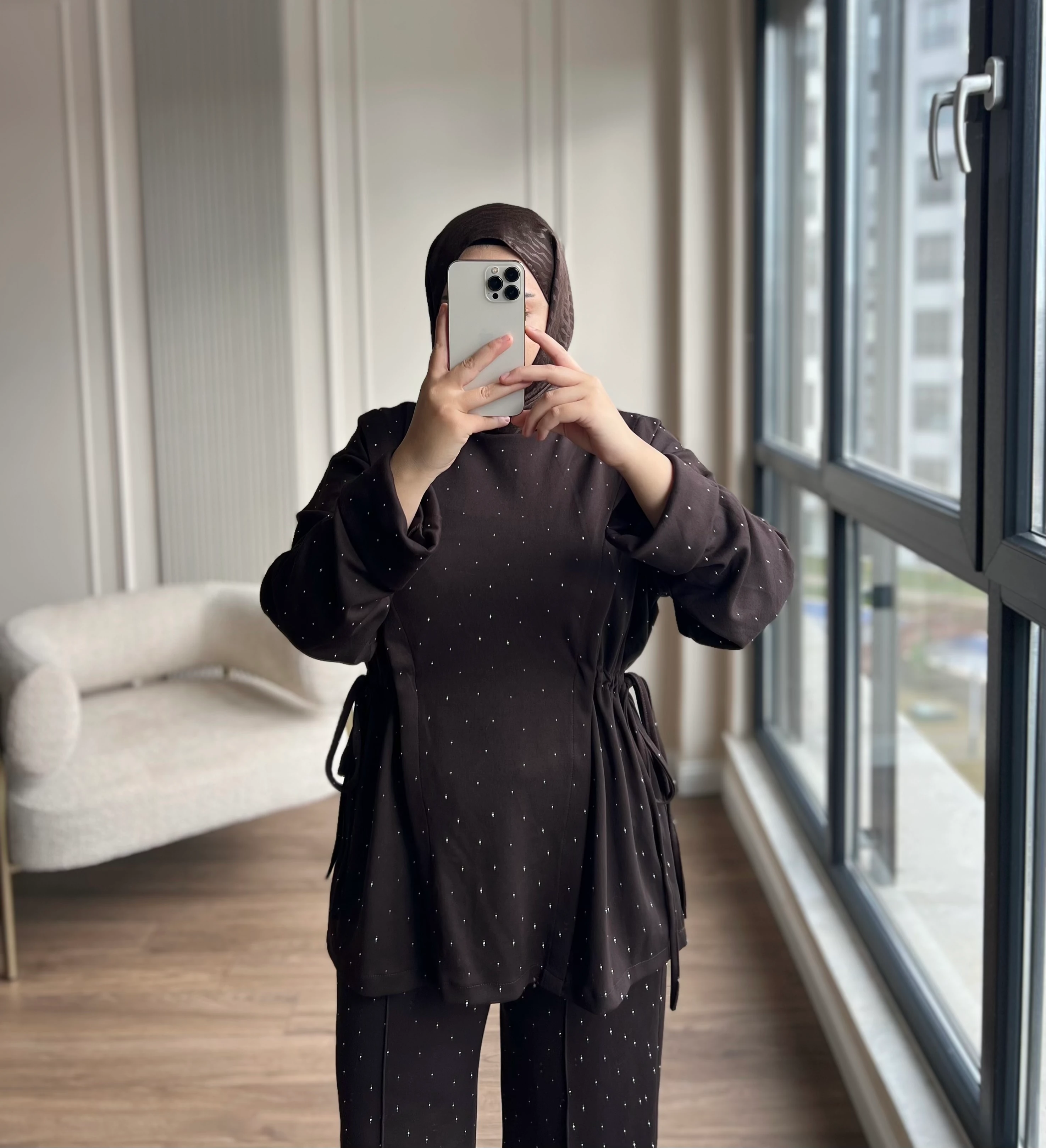 Taşlı Premıum Oysh Takım Kahverengi 