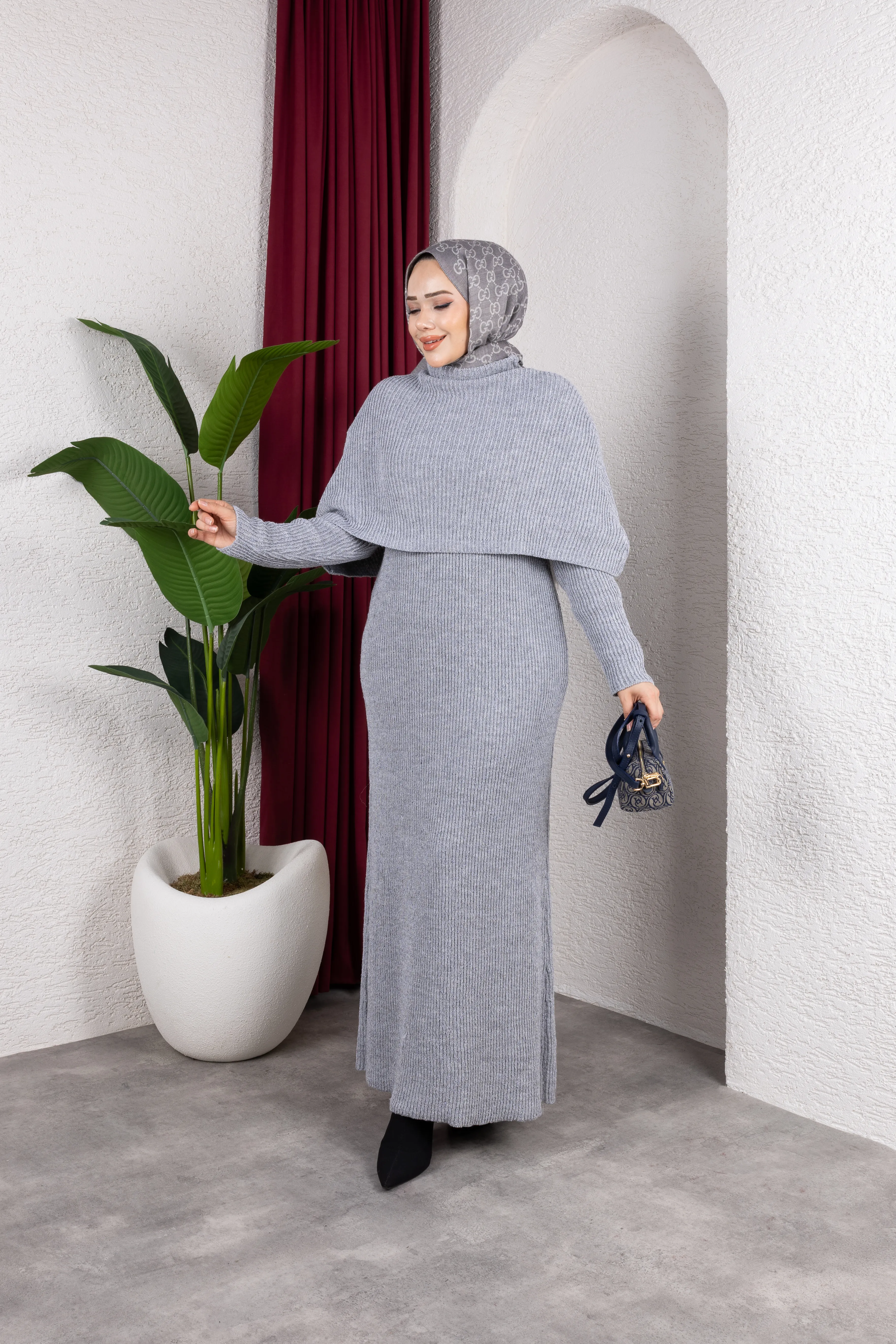 Carla Triko Elbise Gri 