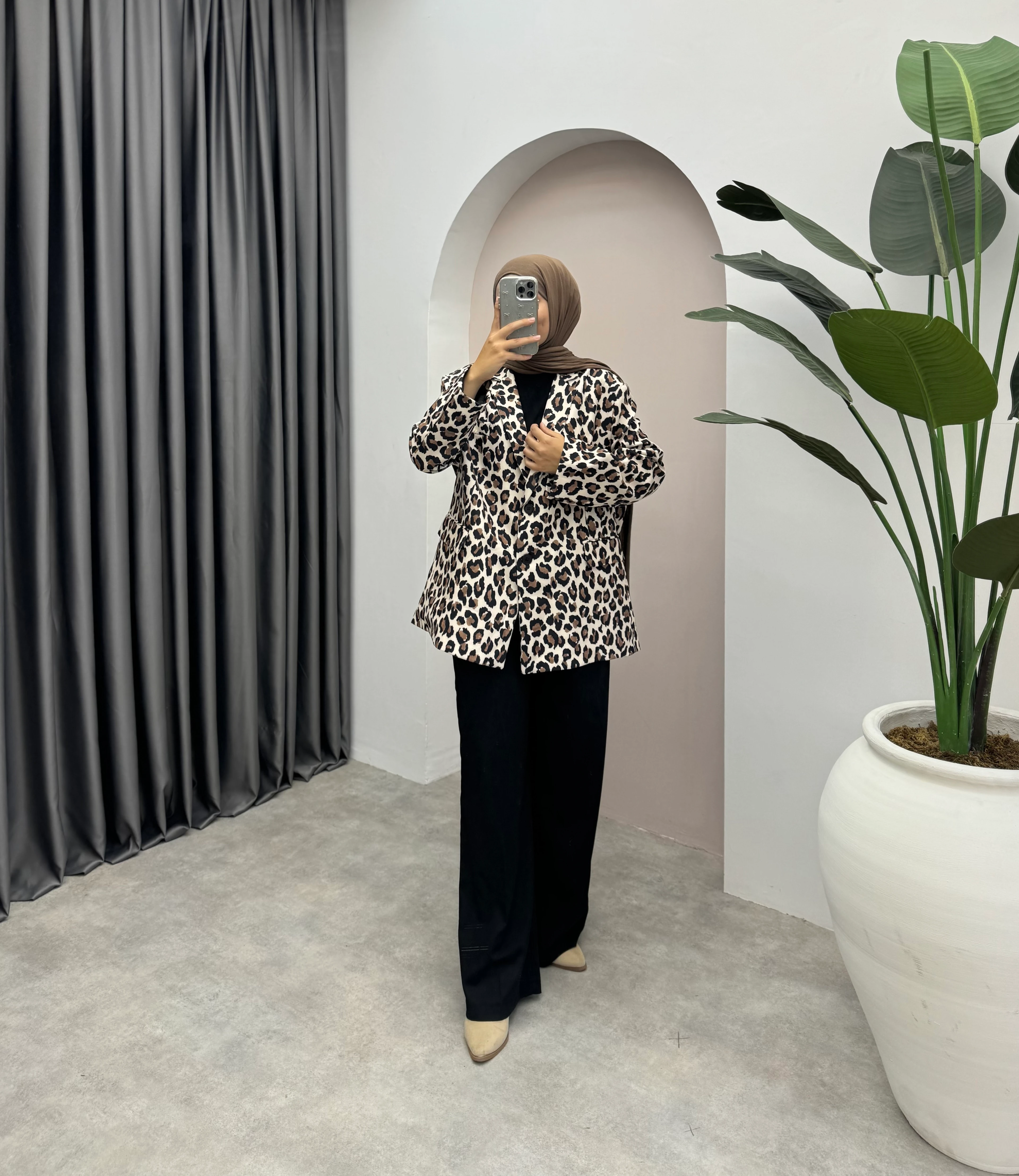 Leopar Blazer Ceket 