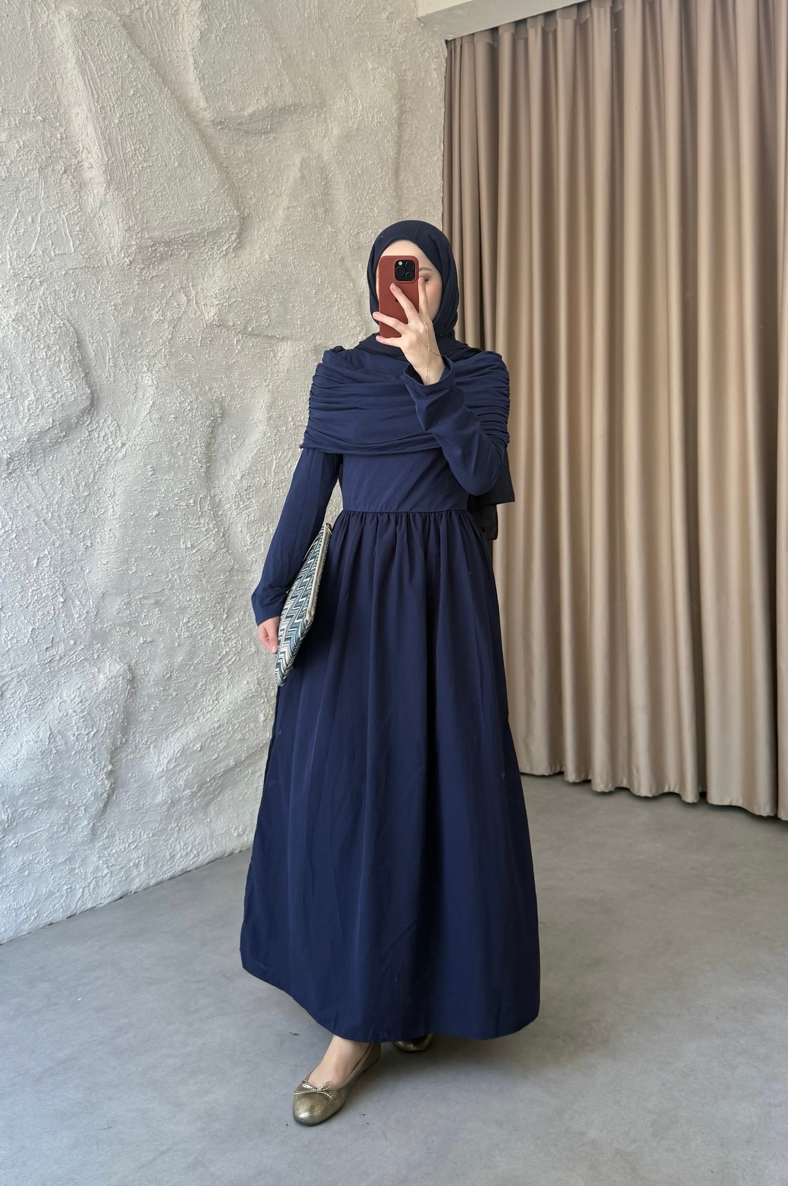 Drape Elbise - Lacivert