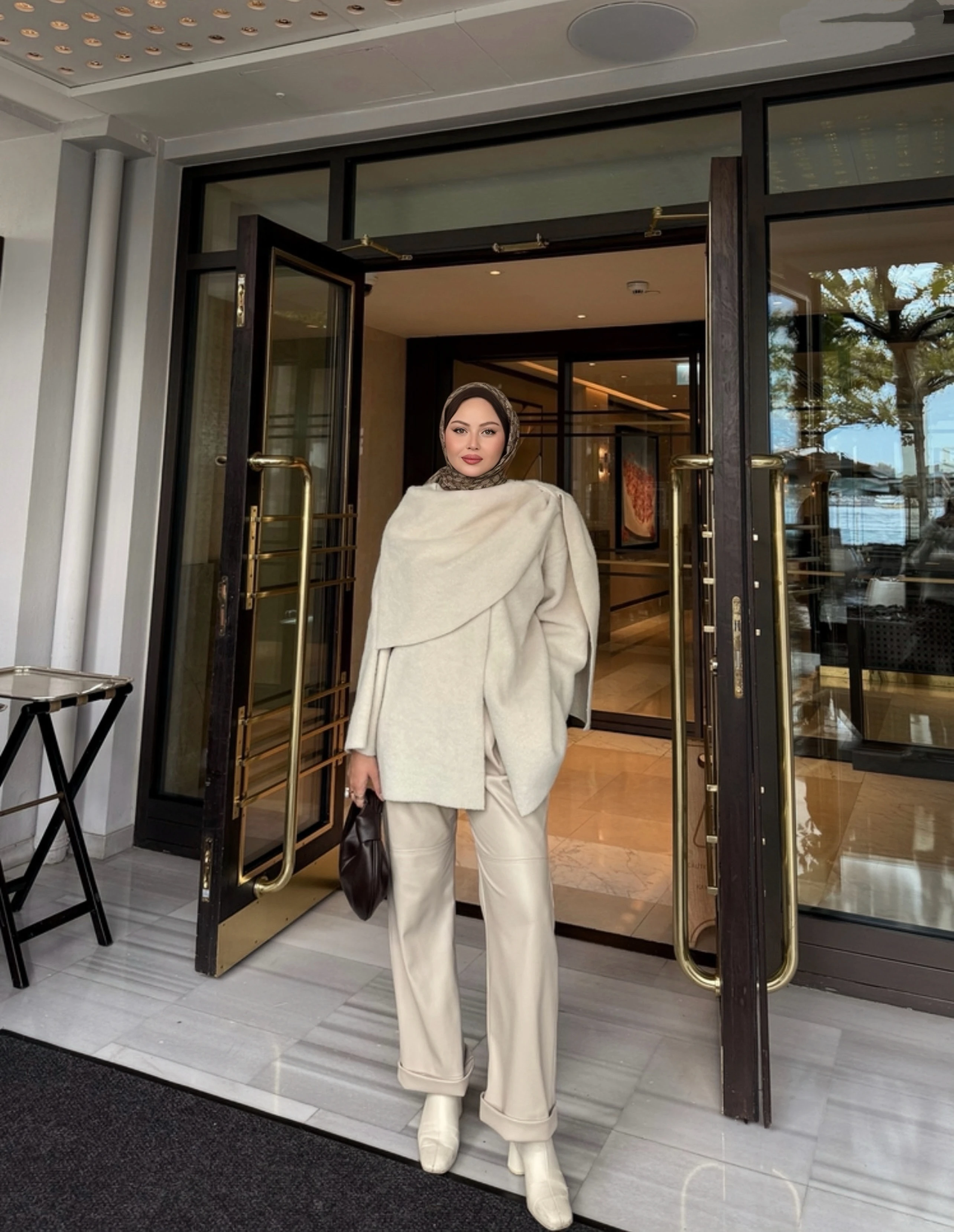 Şal Yaka Kaban Krem 