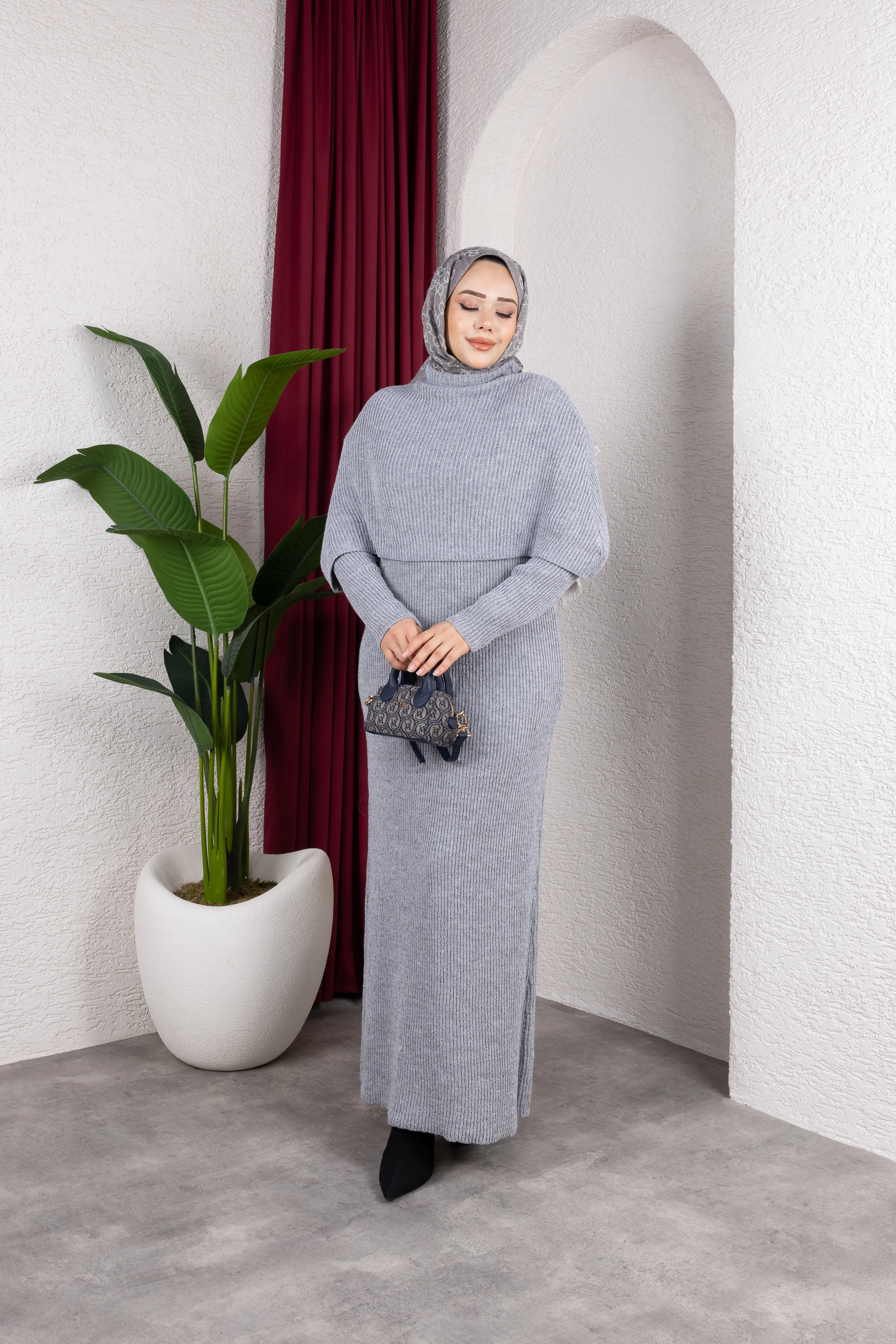 Carla Triko Elbise Gri 