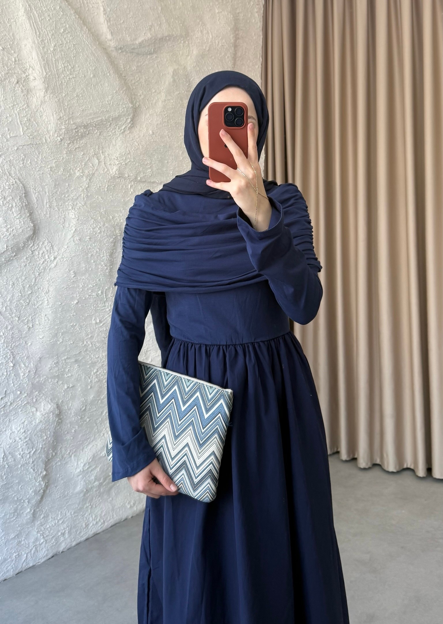 Drape Elbise - Lacivert