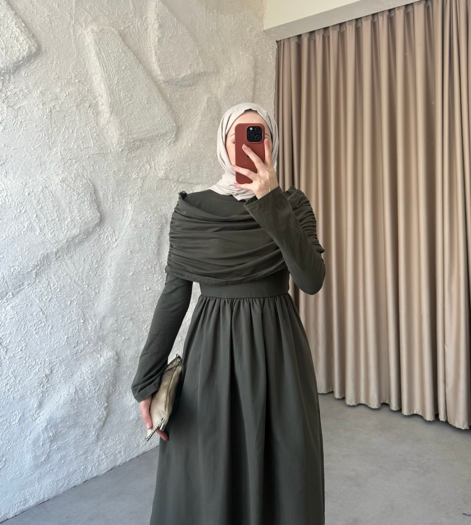Drape Elbise - Haki
