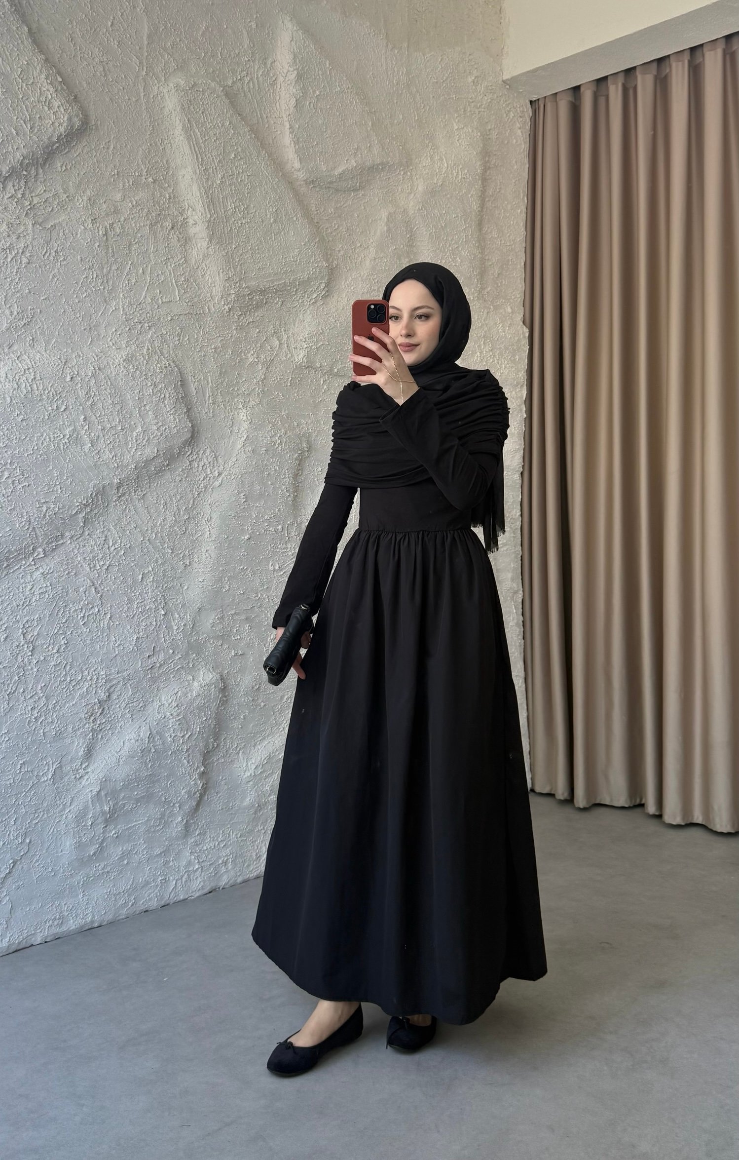 Drape Elbise - Siyah