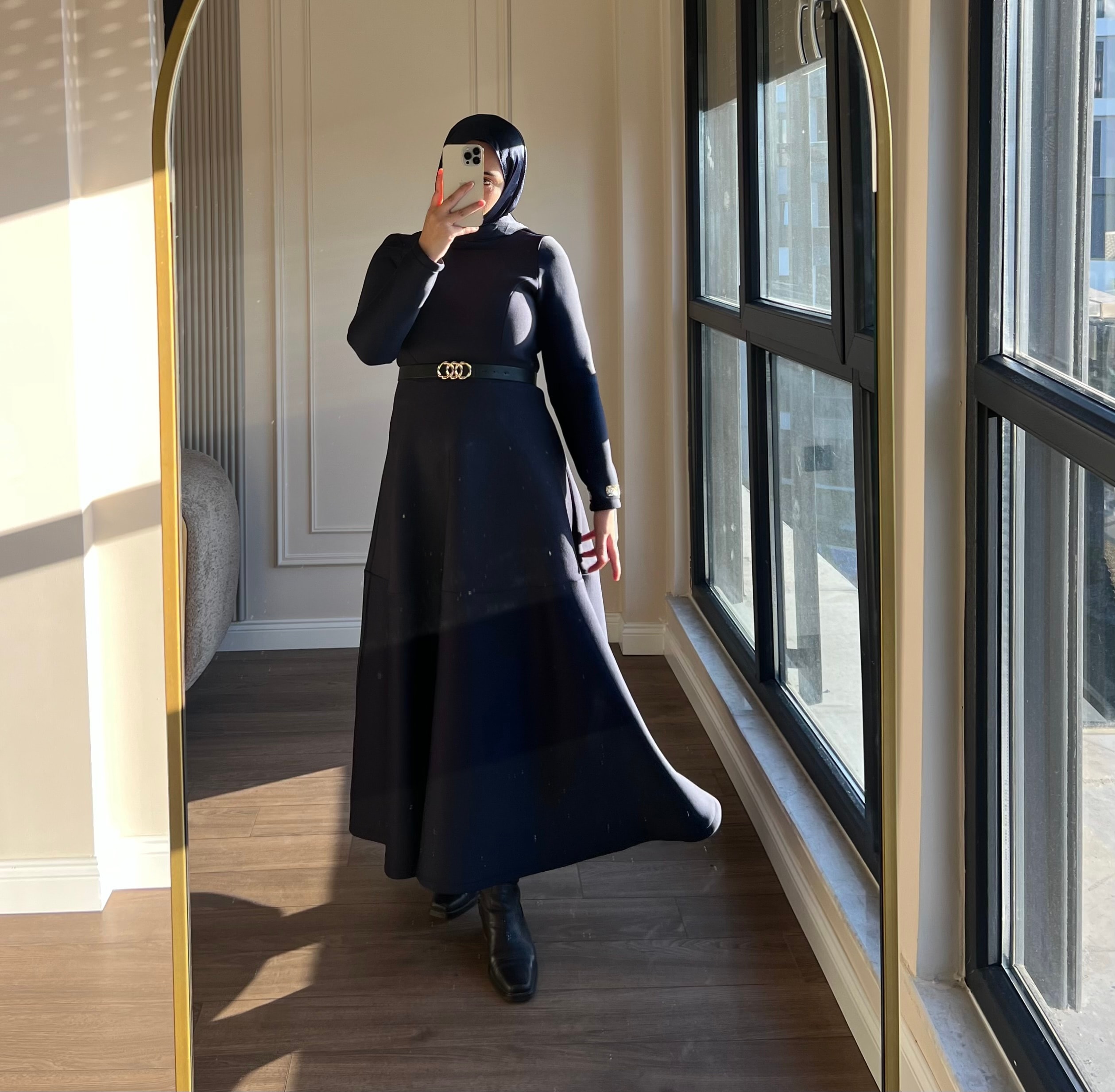 Linda Scuba Elbise Lacivert 