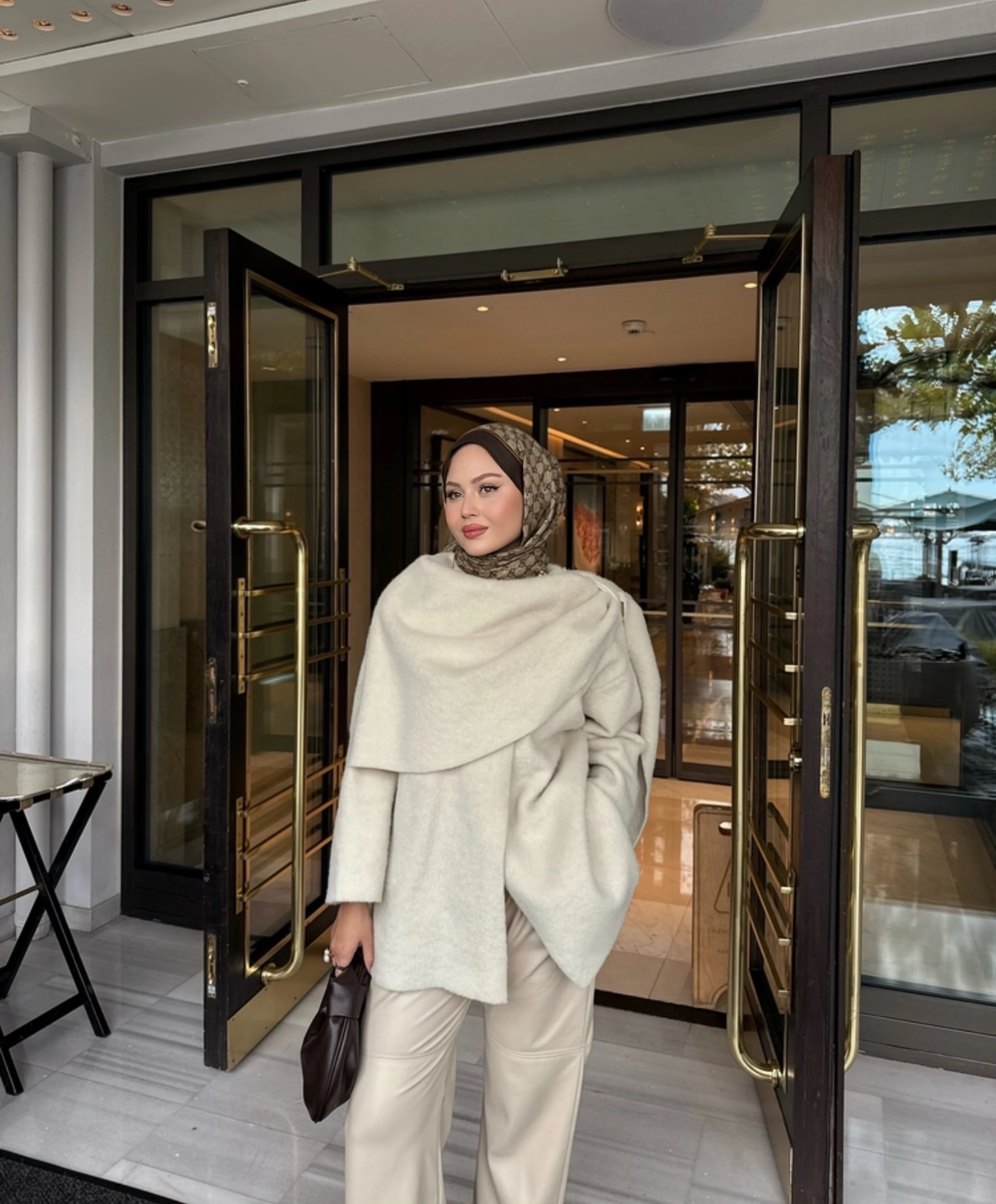 Şal Yaka Kaban Krem 