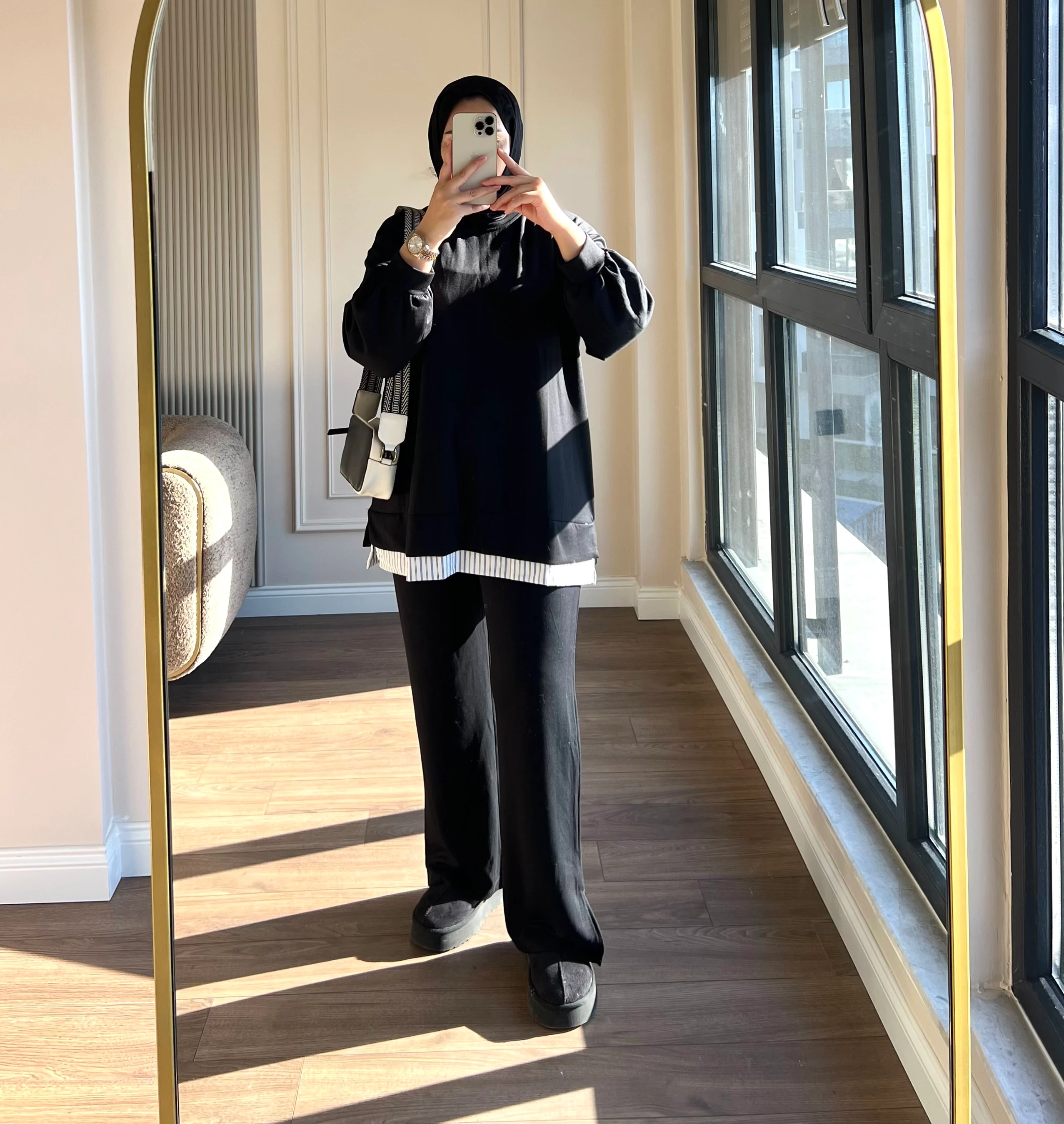 Gömlek Detaylı Oysh Takım Siyah 