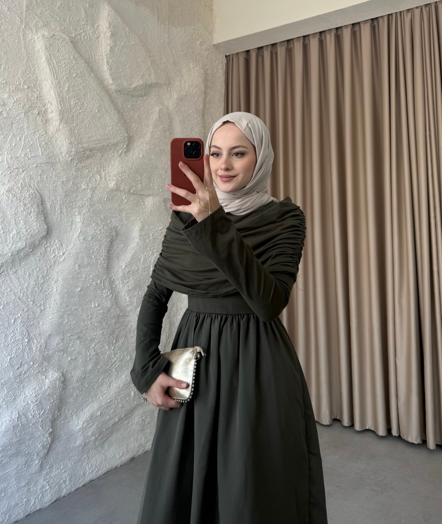 Drape Elbise - Haki