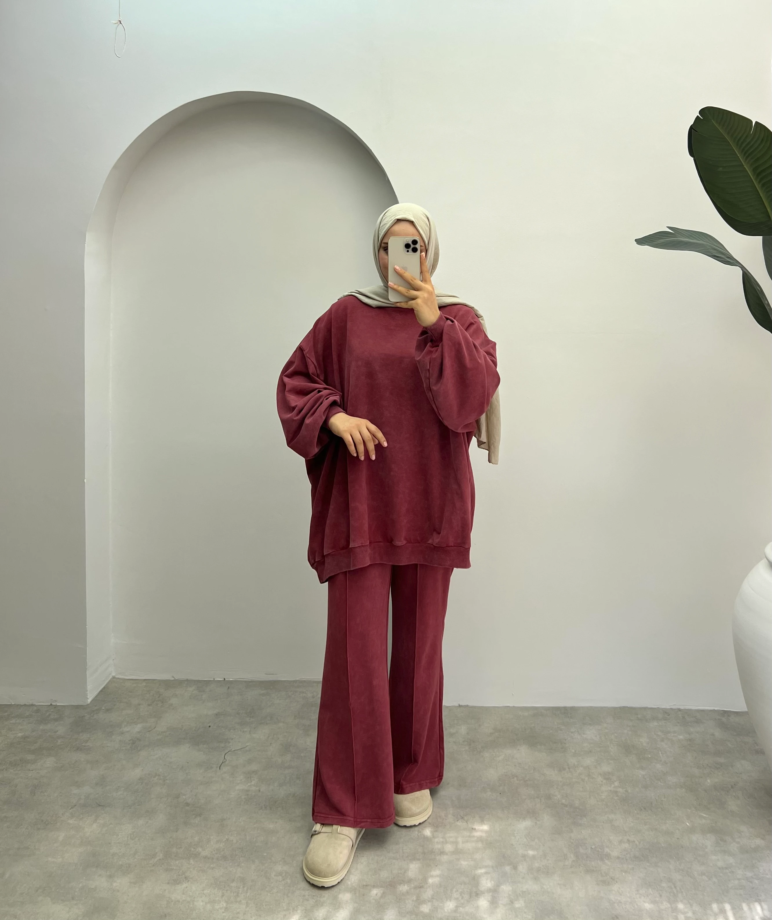 Batik Desen Oversize Pantolonlu Takım  