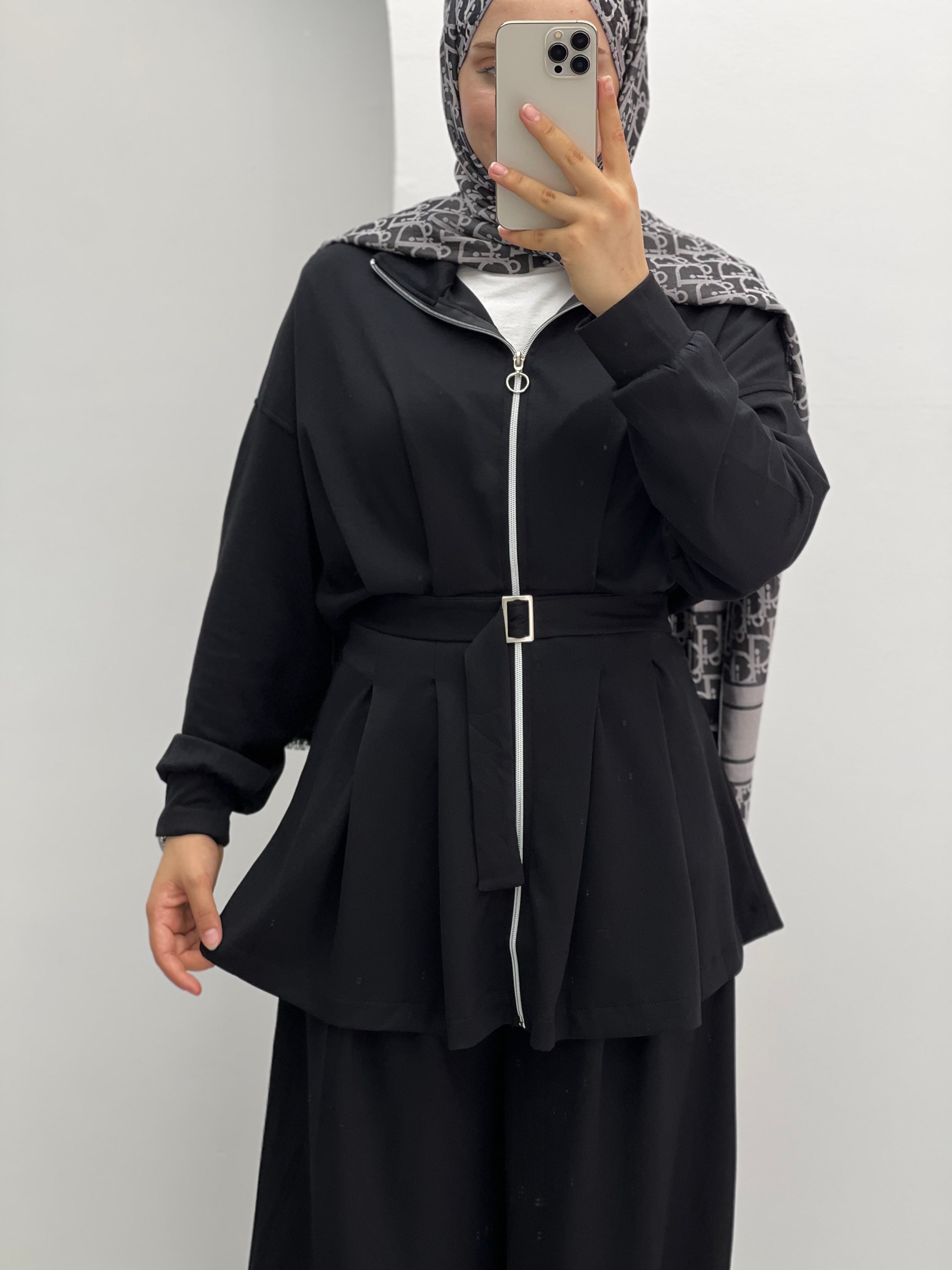 Lia Kemerli Pantolonlu Takım Siyah 