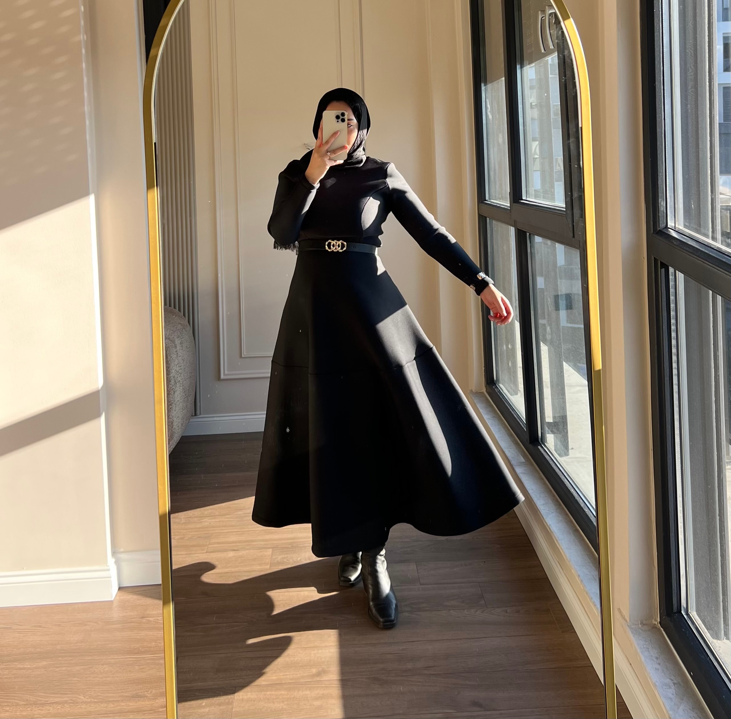 Linda Scuba Elbise Siyah 