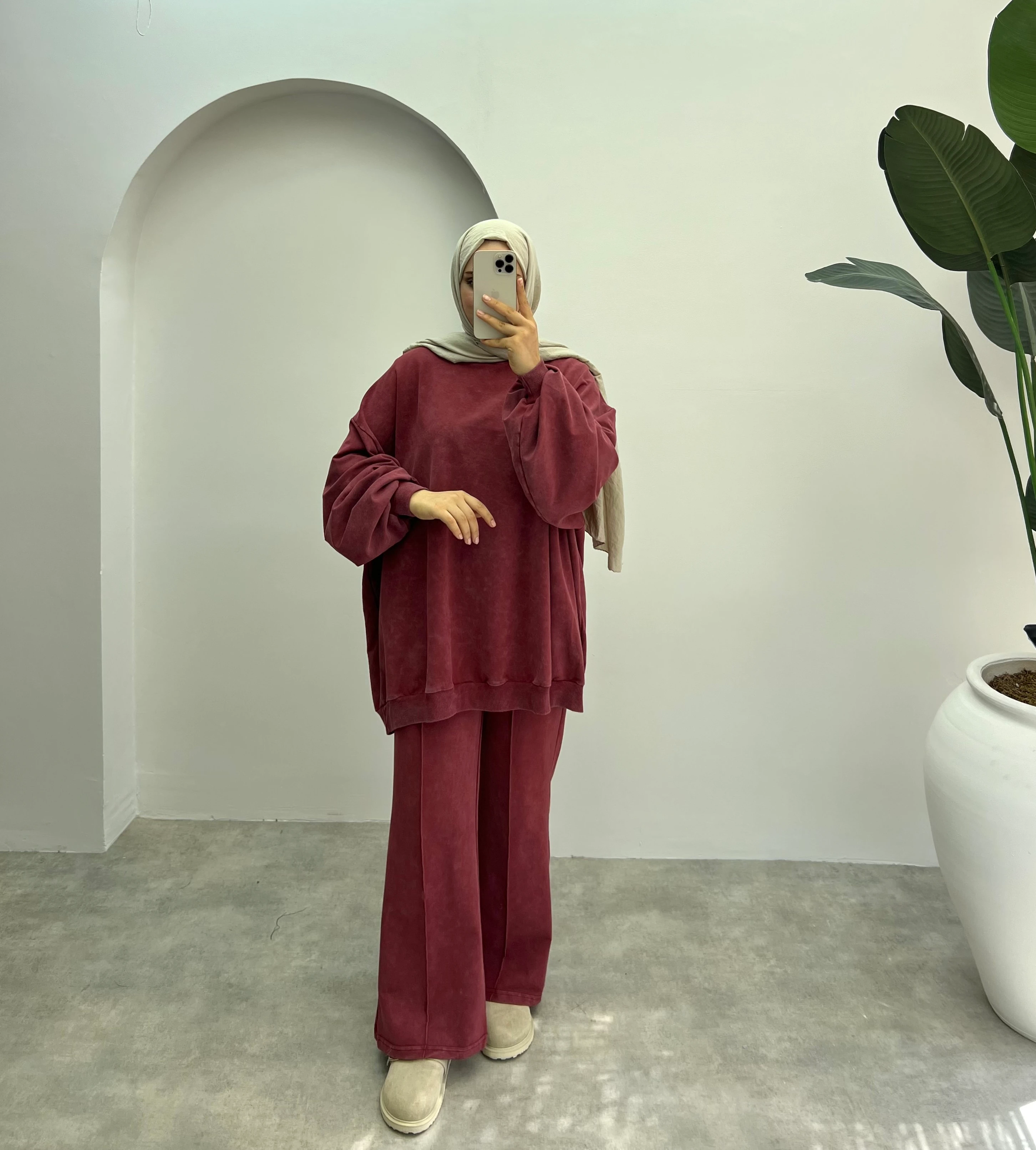 Batik Desen Oversize Pantolonlu Takım  