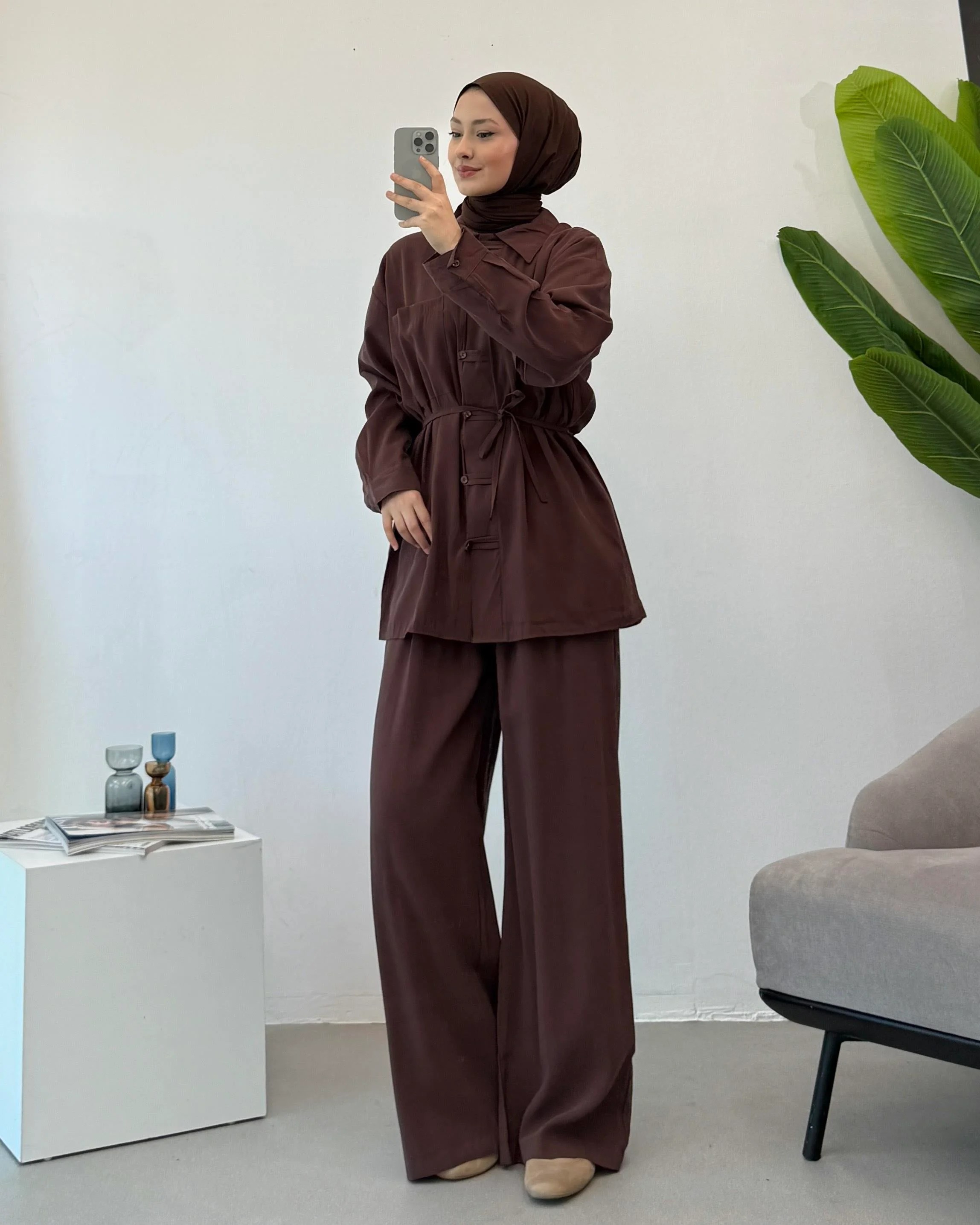 Premium Modal Takım  - Kahverengi