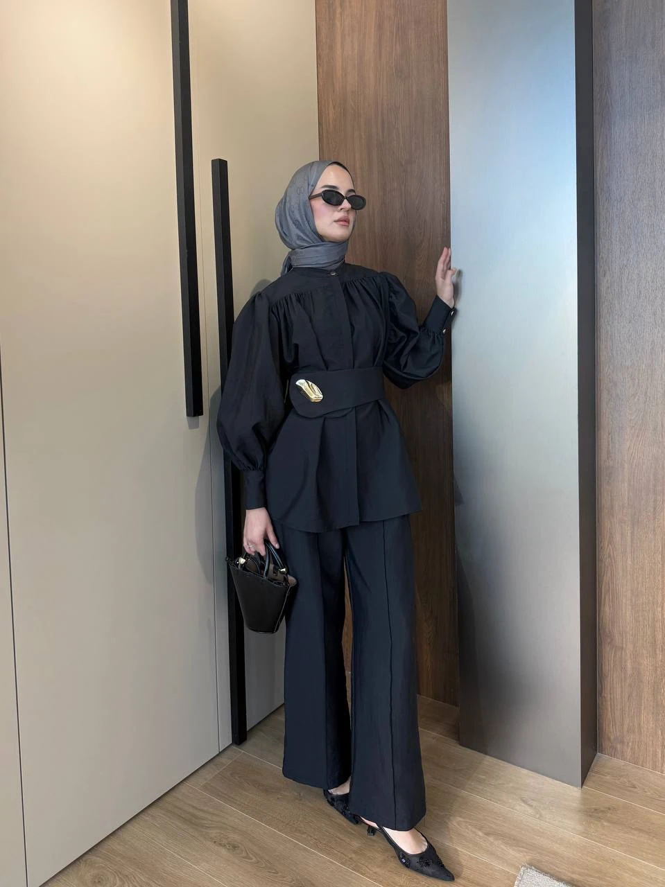 Cupra Broş Detaylı Pantolonlu Takım Siyah 