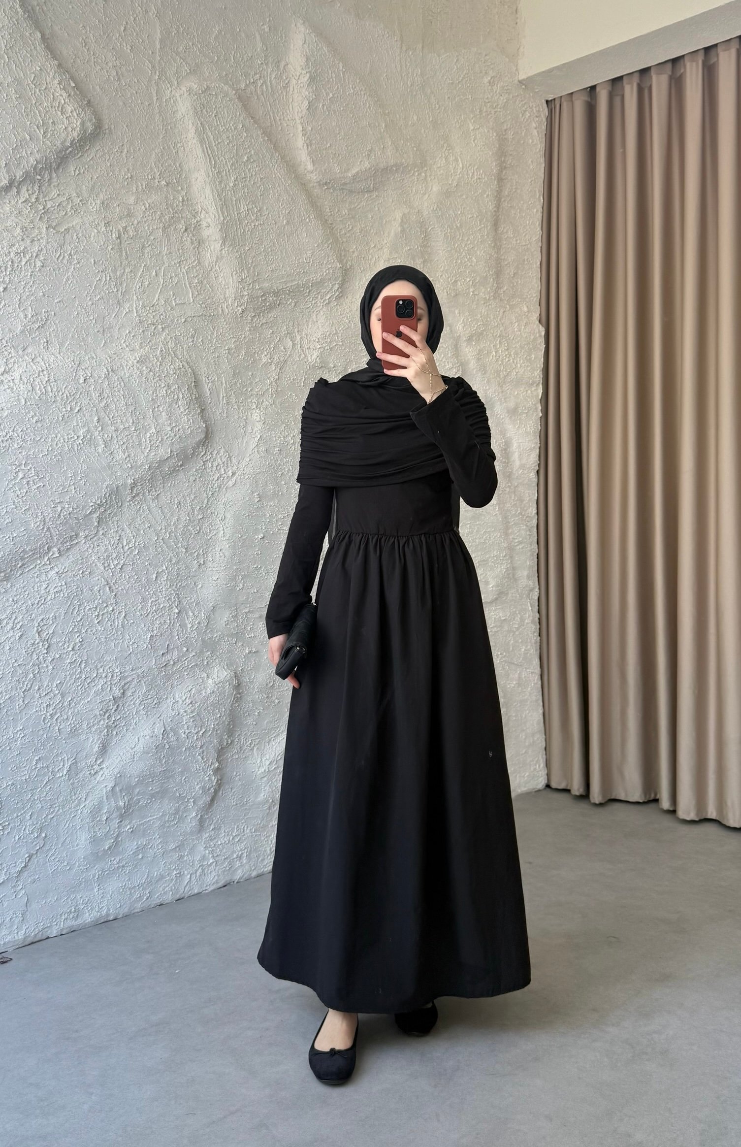Drape Elbise - Siyah