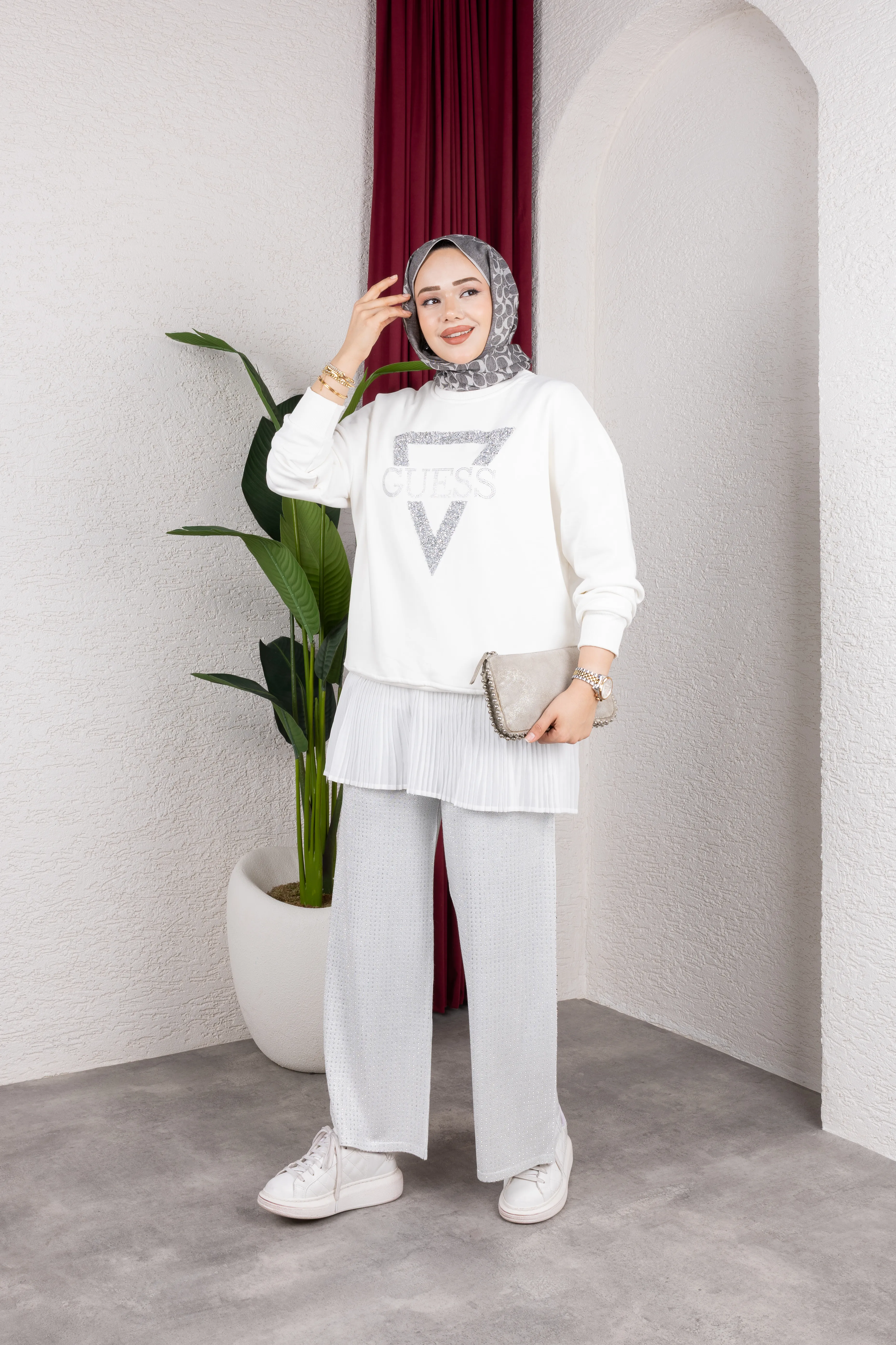 Taşlı Premıum Pantolon Gri 