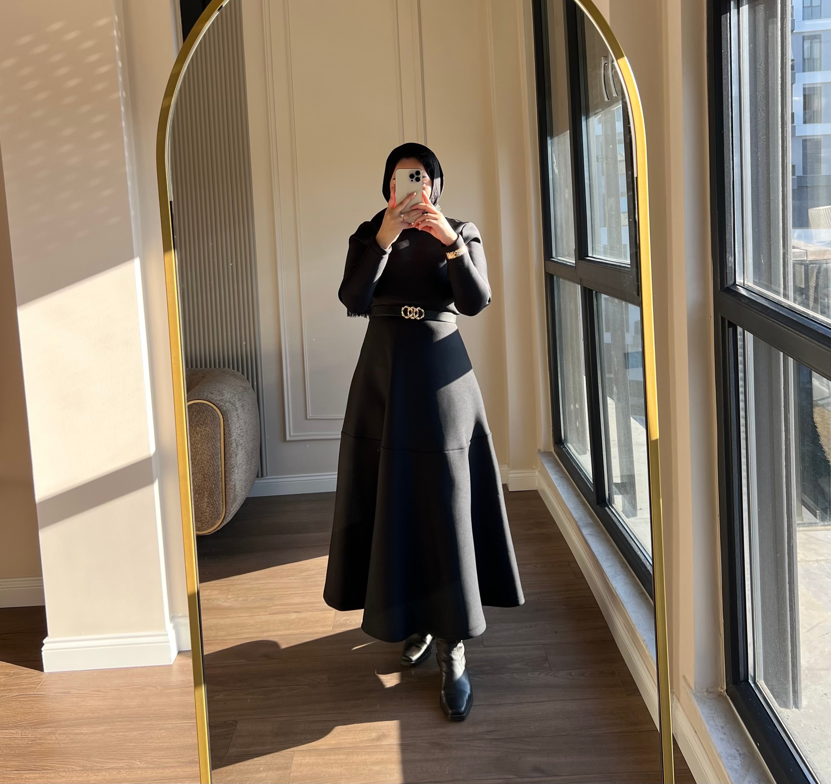 Linda Scuba Elbise Siyah 