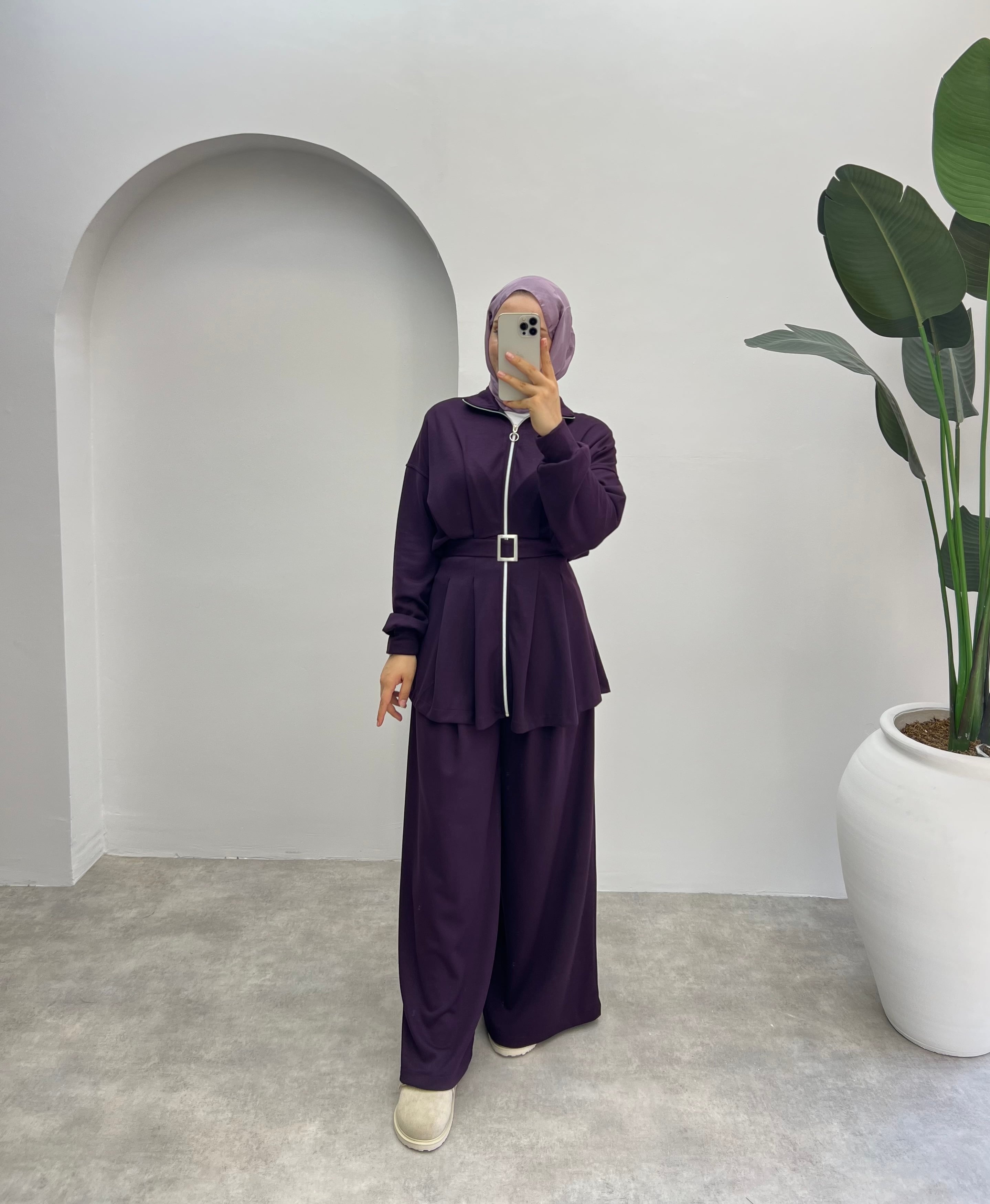 Lia Kemerli Oysho Takım Mürdüm