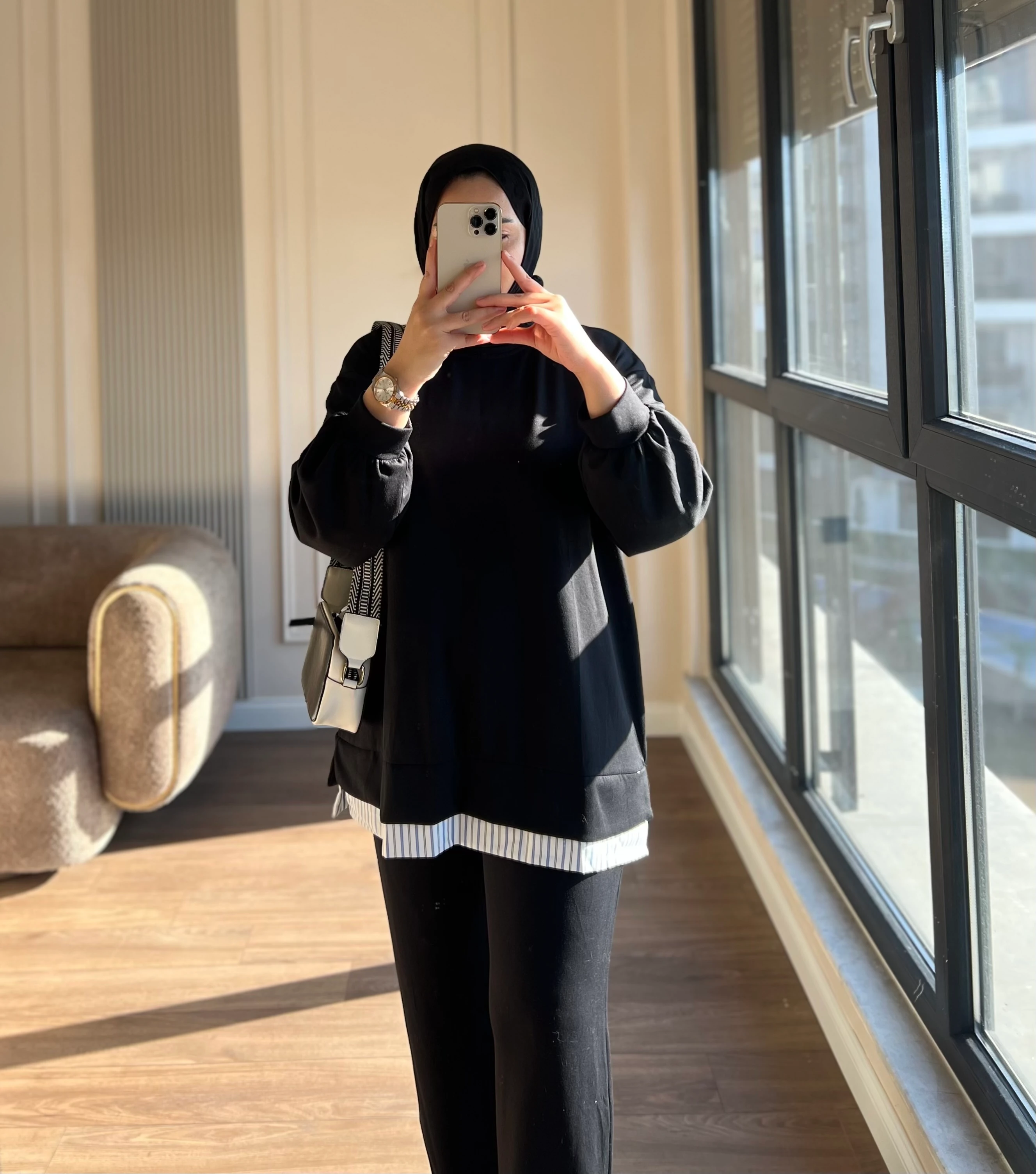 Gömlek Detaylı Oysh Takım Siyah 