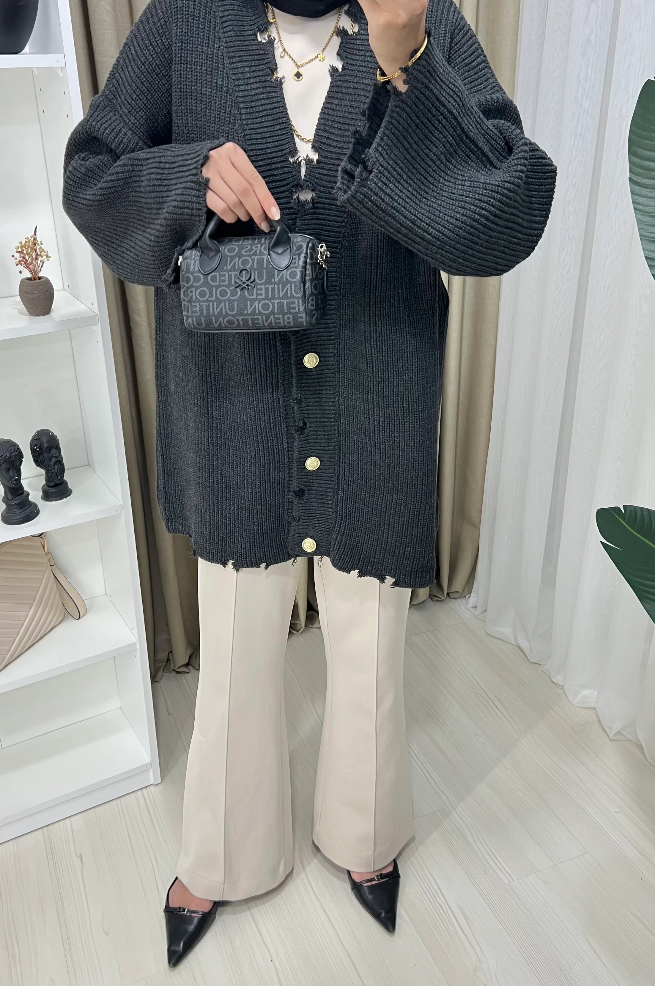 Yırtık Detaylı Premıum Ceket Antrasit