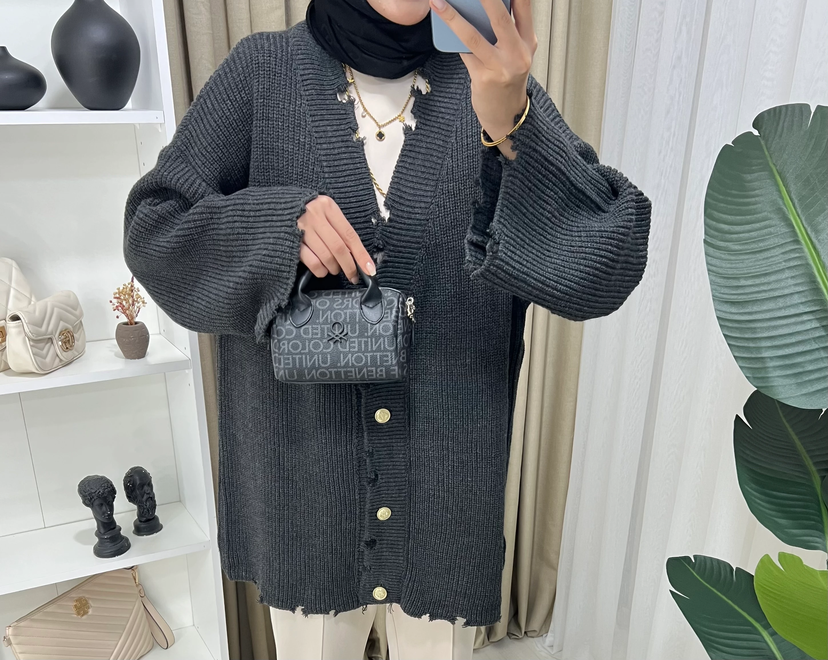 Yırtık Detaylı Premıum Ceket Antrasit