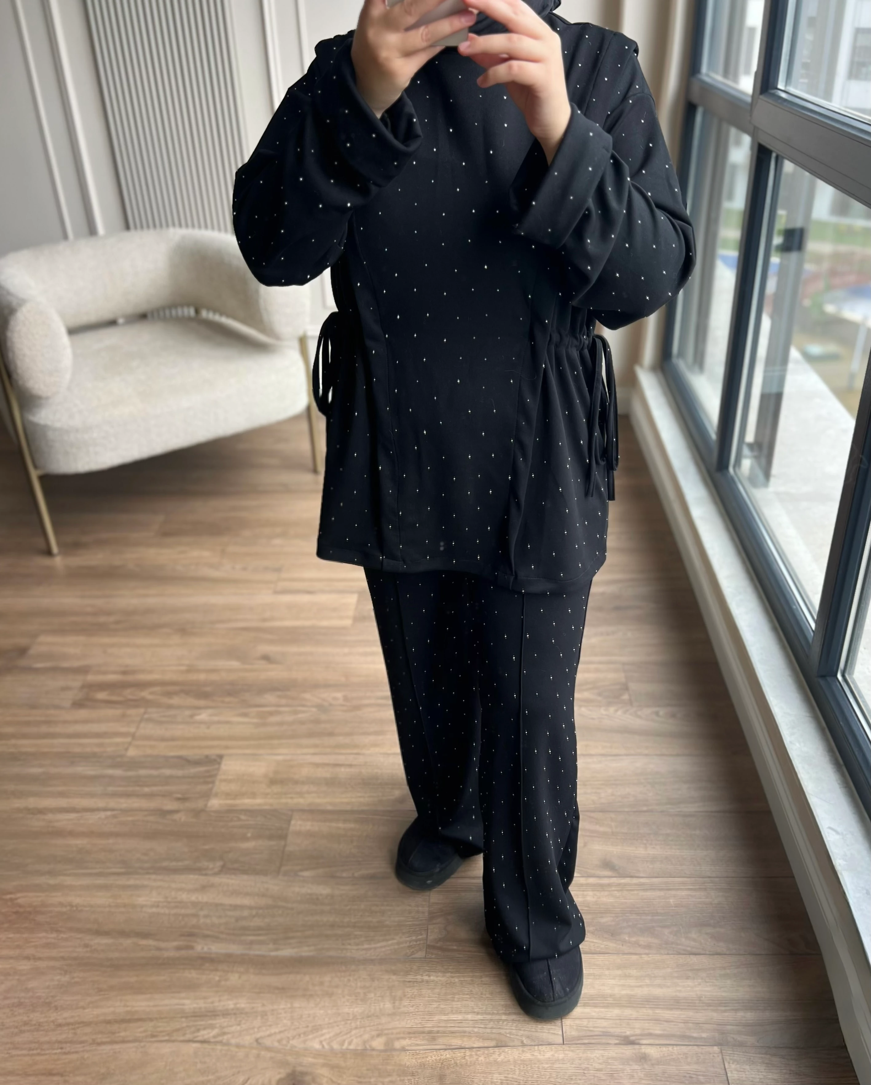 Taşlı Premıum Oysh Takım Siyah