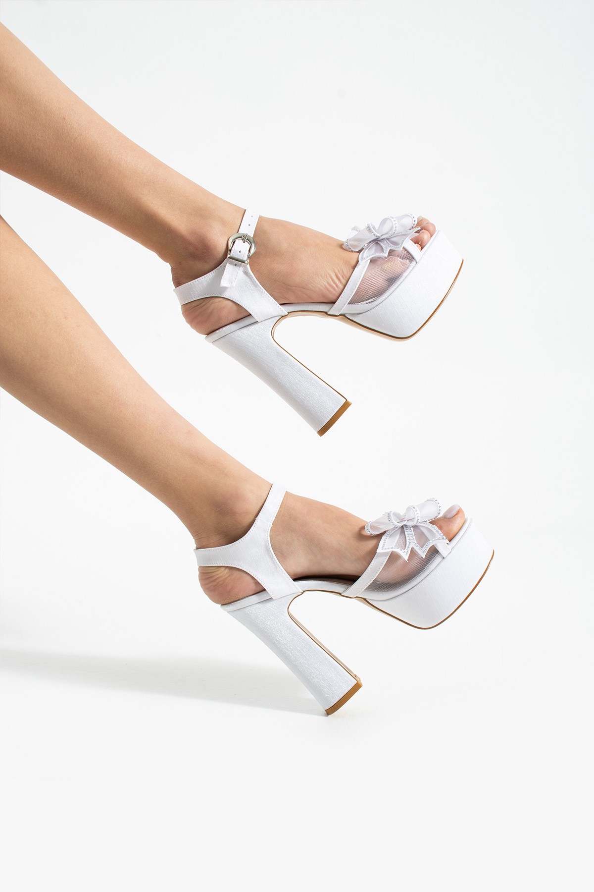 Kaliforniya Gelin Ayakkabısı, Beyaz, 13 cm Platform Topuklu