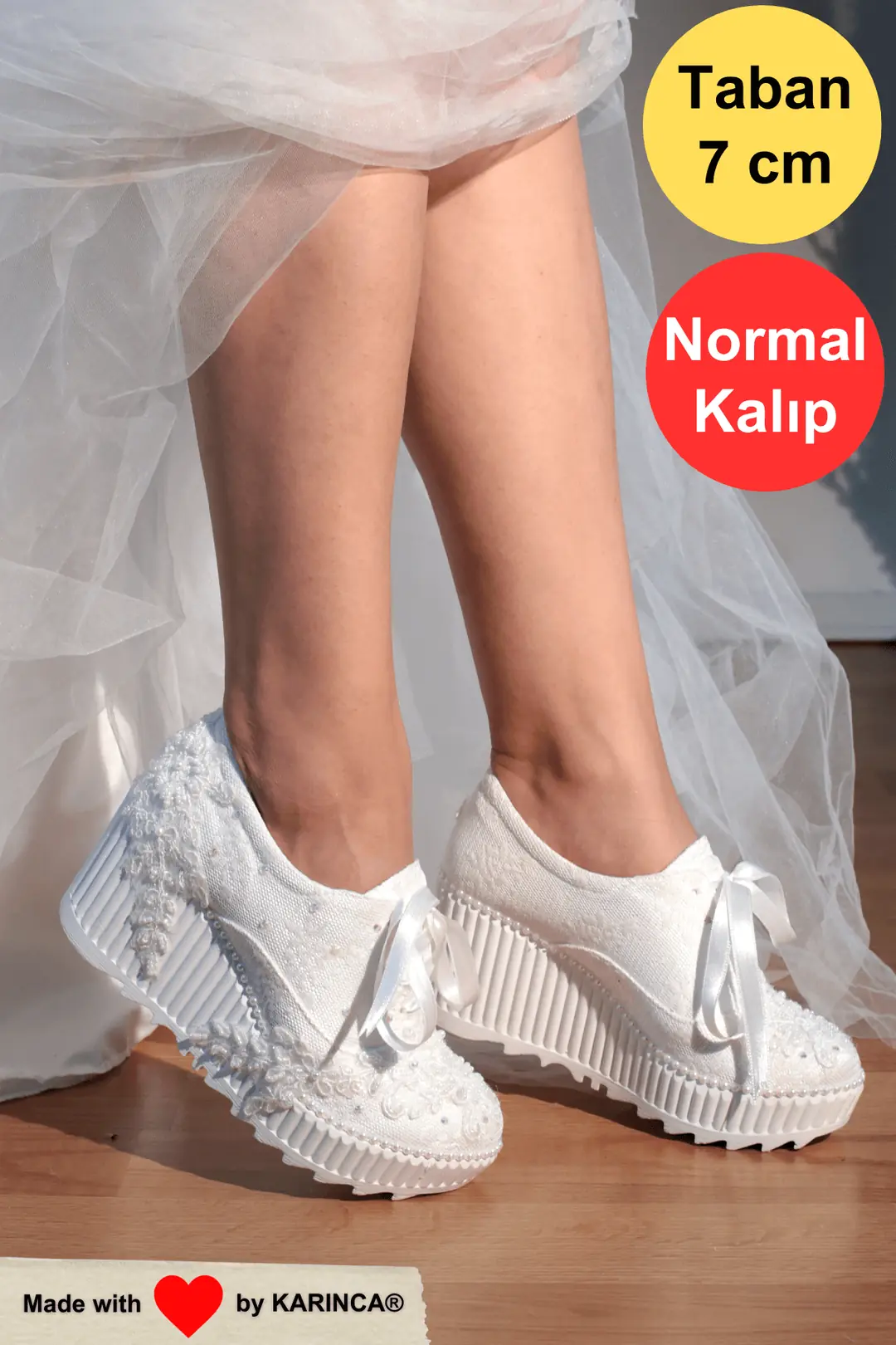 Dolgu Topuk Spor Gelin Ayakkabısı, 7cm
