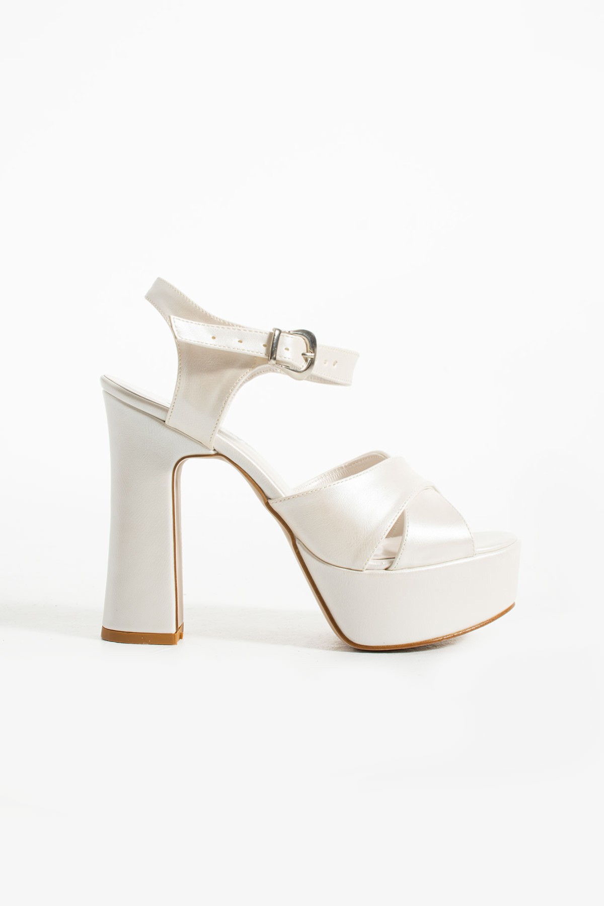 Roma Gelin Ayakkabısı, Sedef Beyaz, 13 cm Platform Topuklu