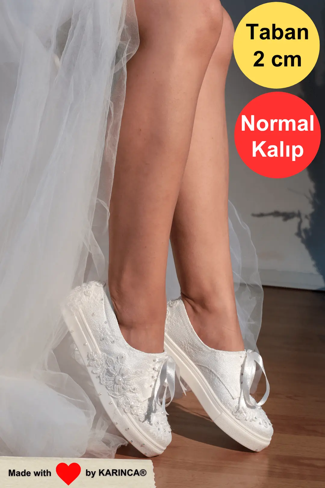 Topuksuz Gelin Ayakkabbısı, spor, 2 cm