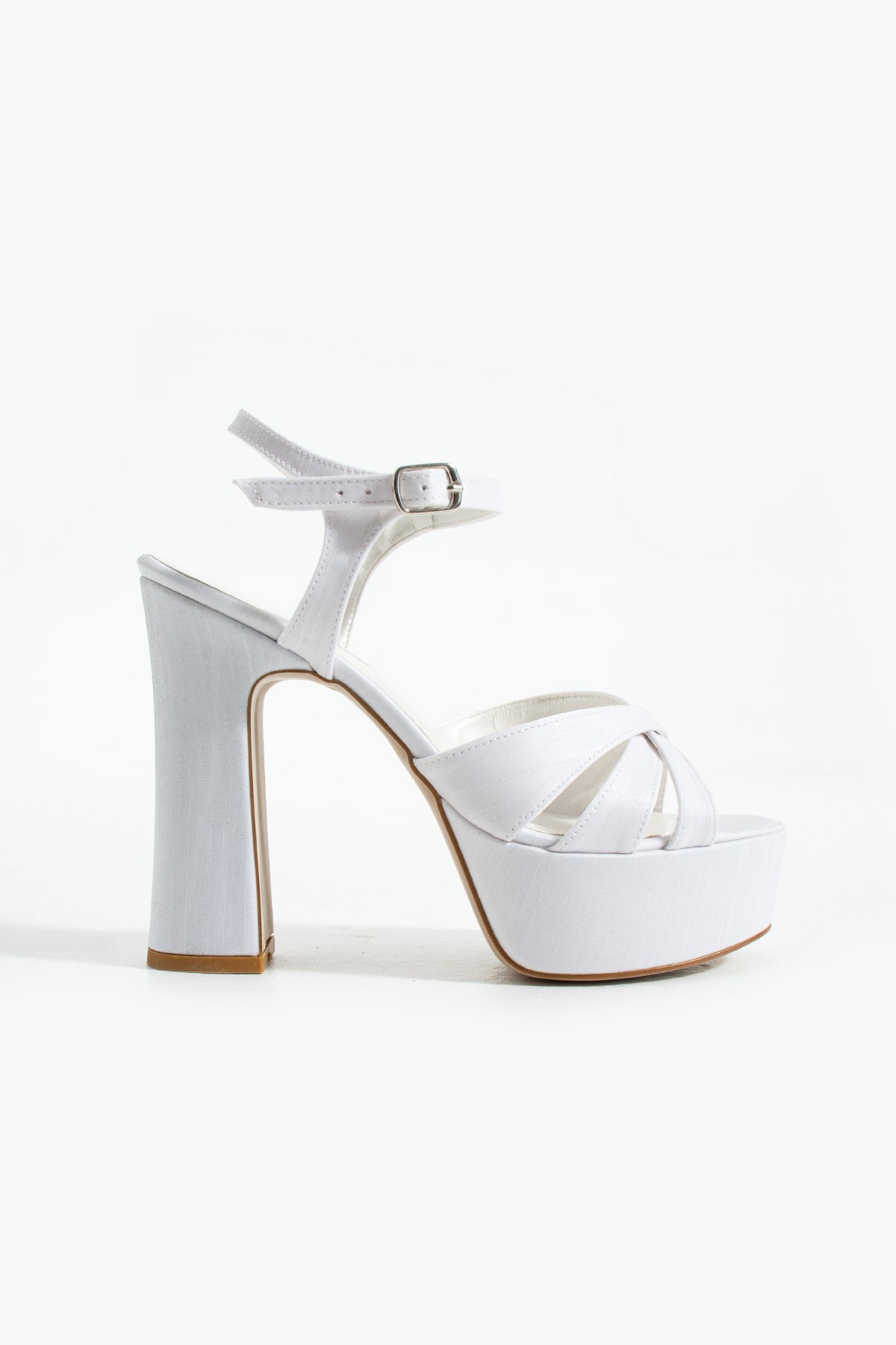 Toronto Gelin Ayakkabısı, Beyaz Saten, 13 cm Platform Topuklu