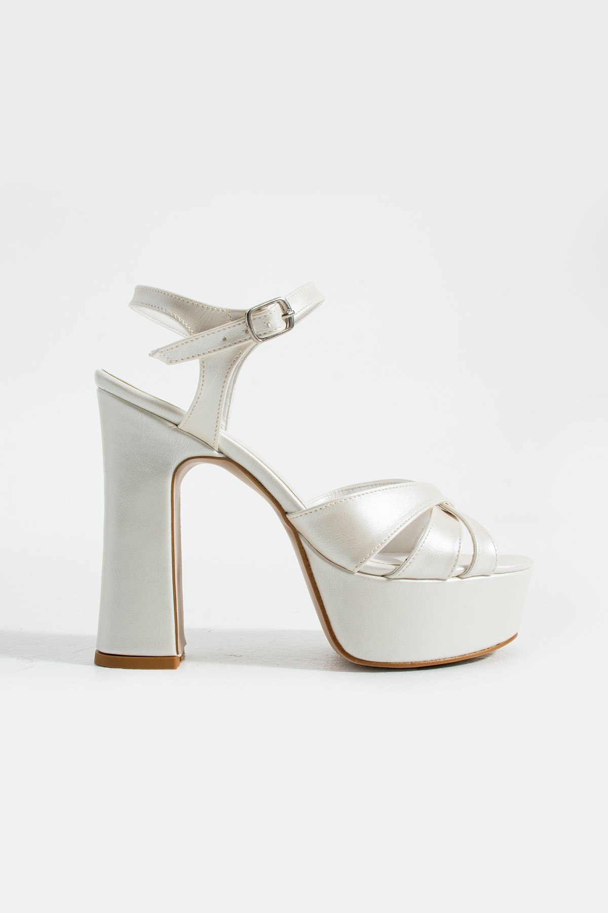 Toronto Gelin Ayakkabısı, Sedef Beyaz, 13 cm Platform Topuklu